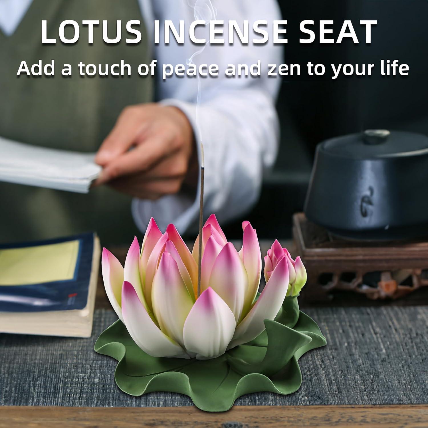 Soporte de Incienso de Loto CFSHGLPSF Cerámica Rosa Verde