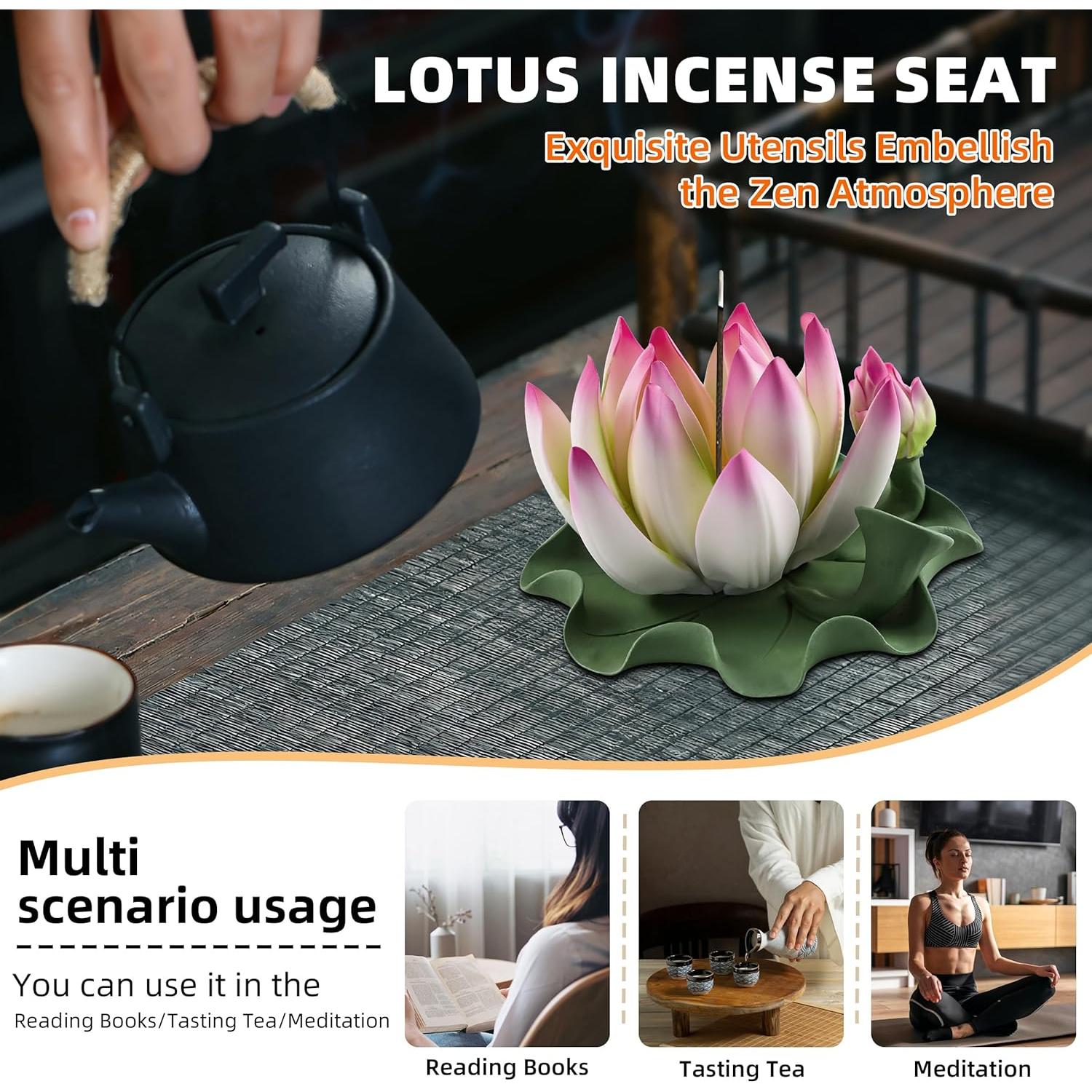 Soporte de Incienso de Loto CFSHGLPSF Cerámica Rosa Verde