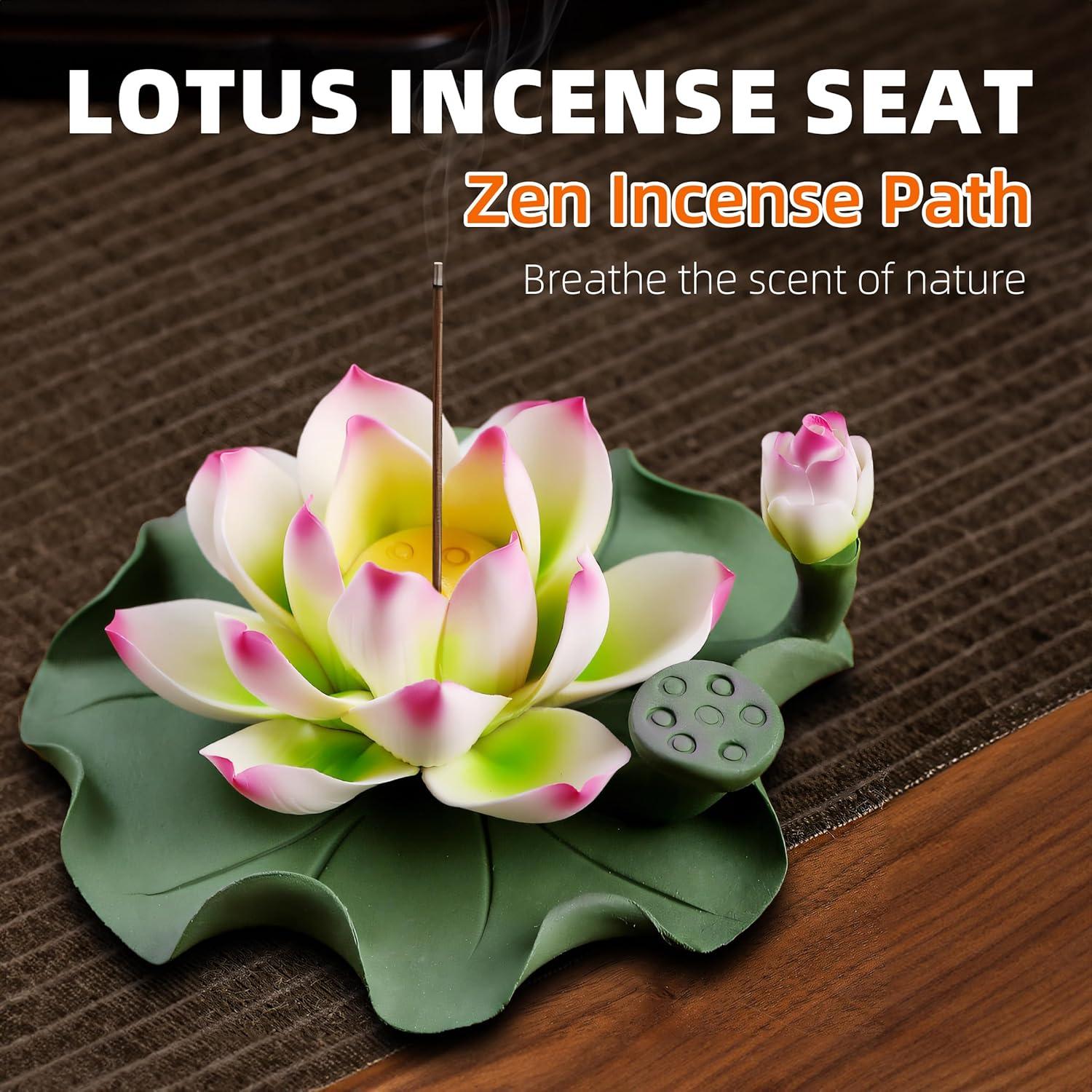 Soporte de Incienso de Loto CFSHGLPSF Cerámica Rosa Verde