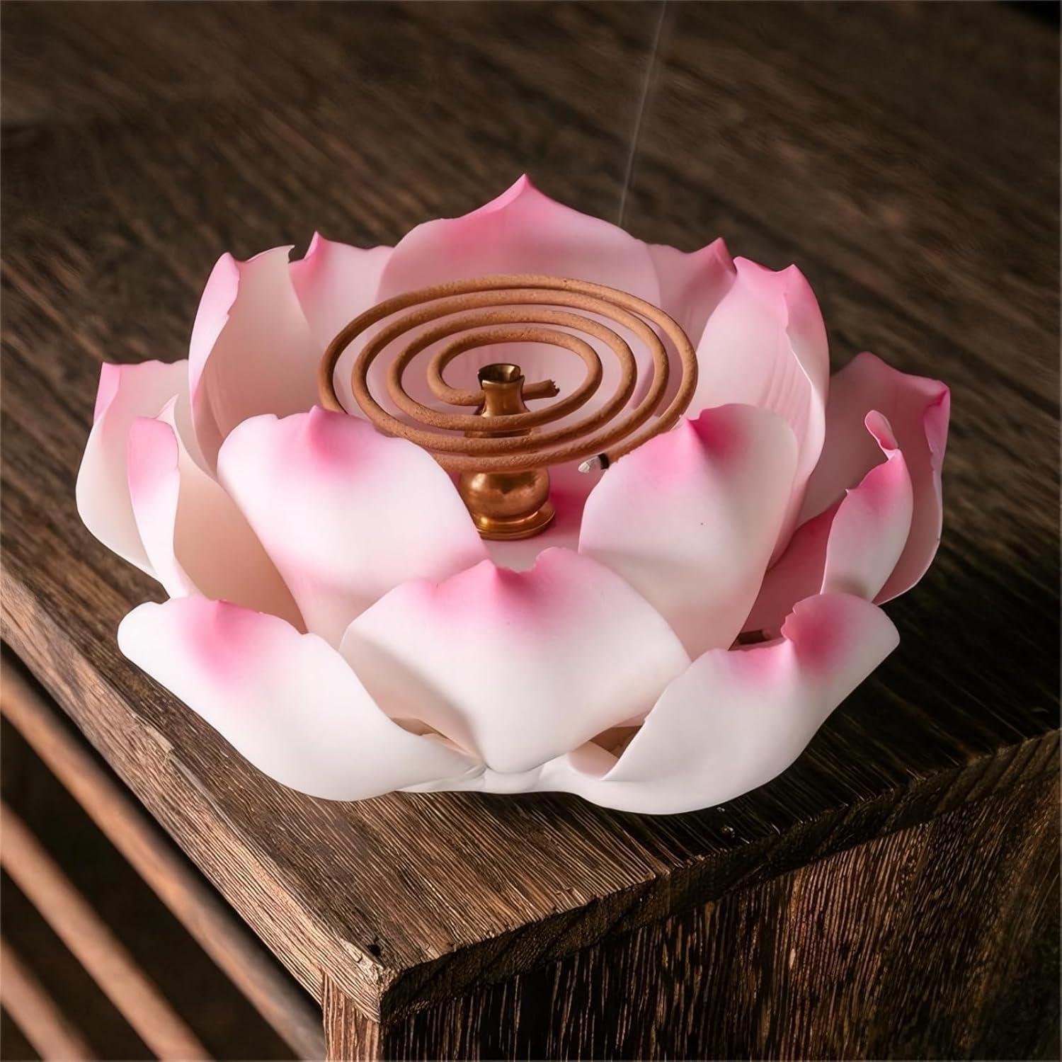 Soporte de Incienso de Loto Rosa Fluox Fuya 12.6cm Cerámica
