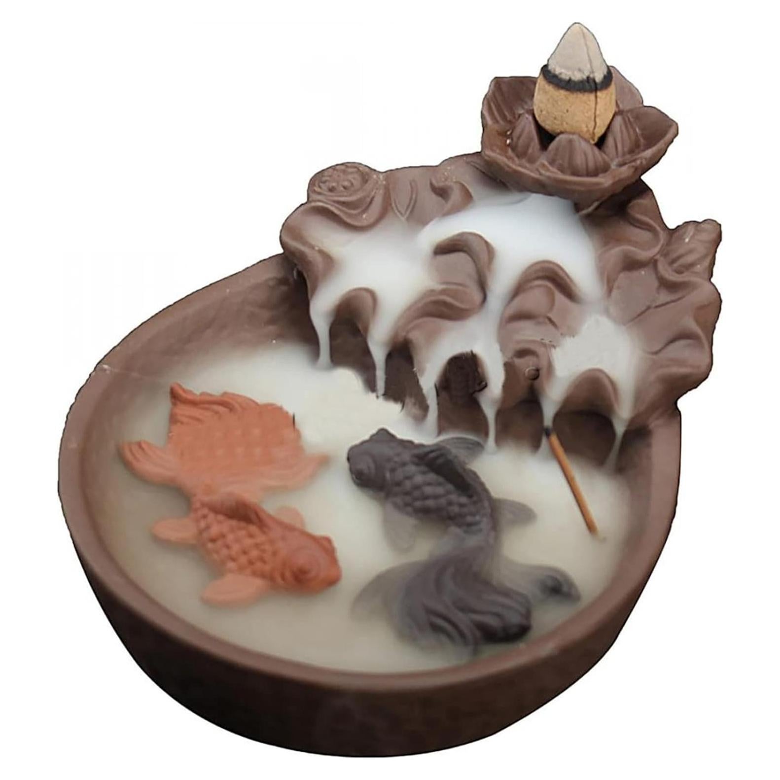 Soporte de Incienso de Retroceso Comeon Loto Cerámica + 20 Conos