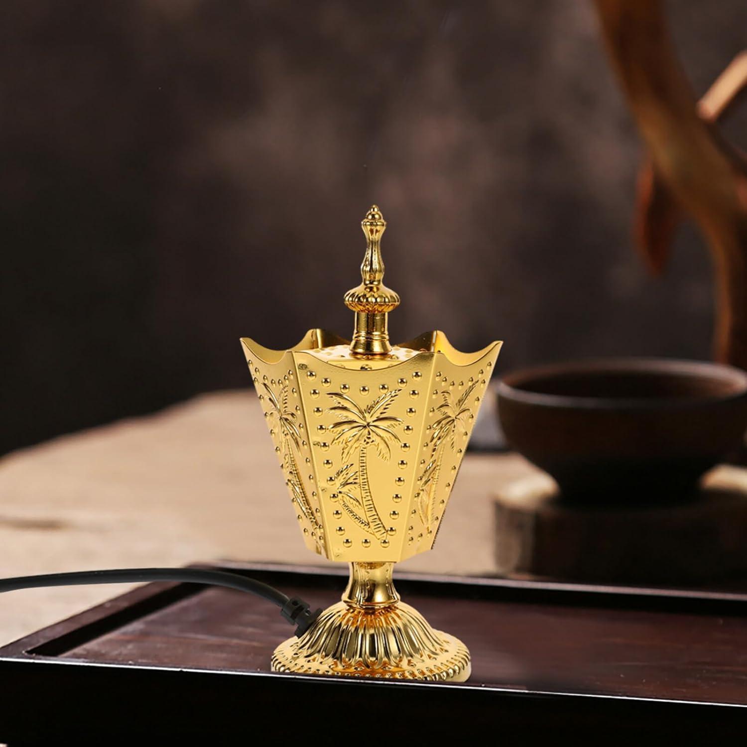 Quemador de Incienso Eléctrico ABOOFAN Dorado 16.9 cm