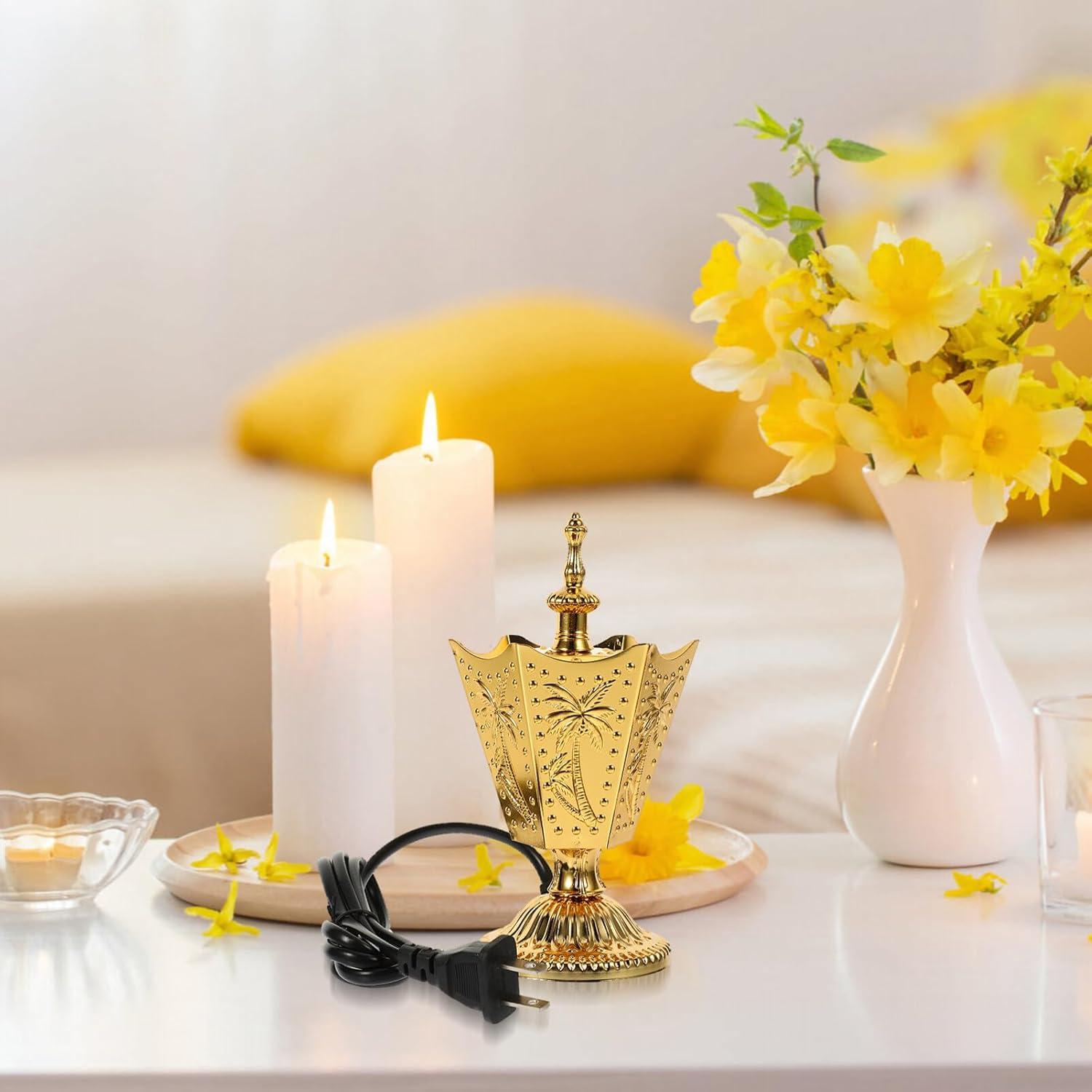 Quemador de Incienso Eléctrico ABOOFAN Dorado 16.9 cm