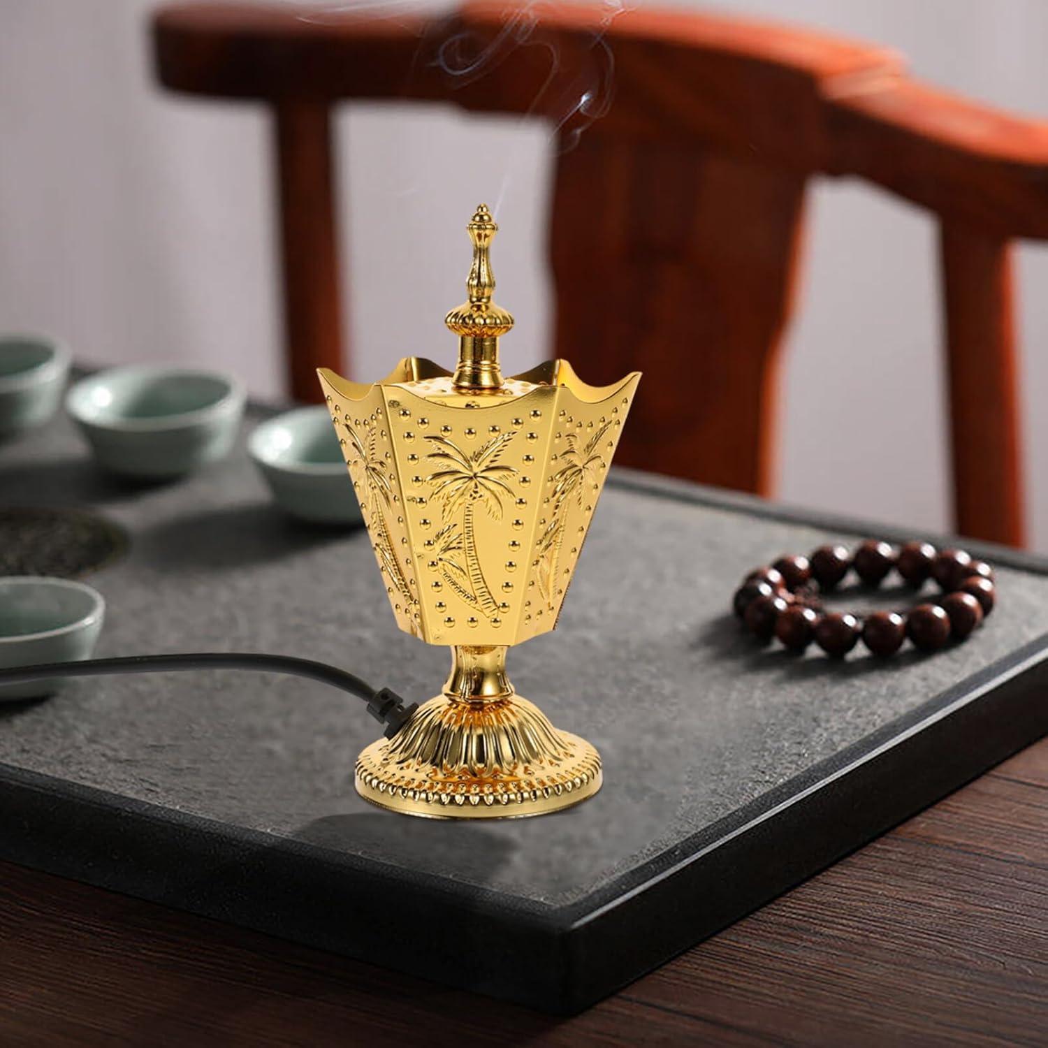 Quemador de Incienso Eléctrico ABOOFAN Dorado 16.9 cm