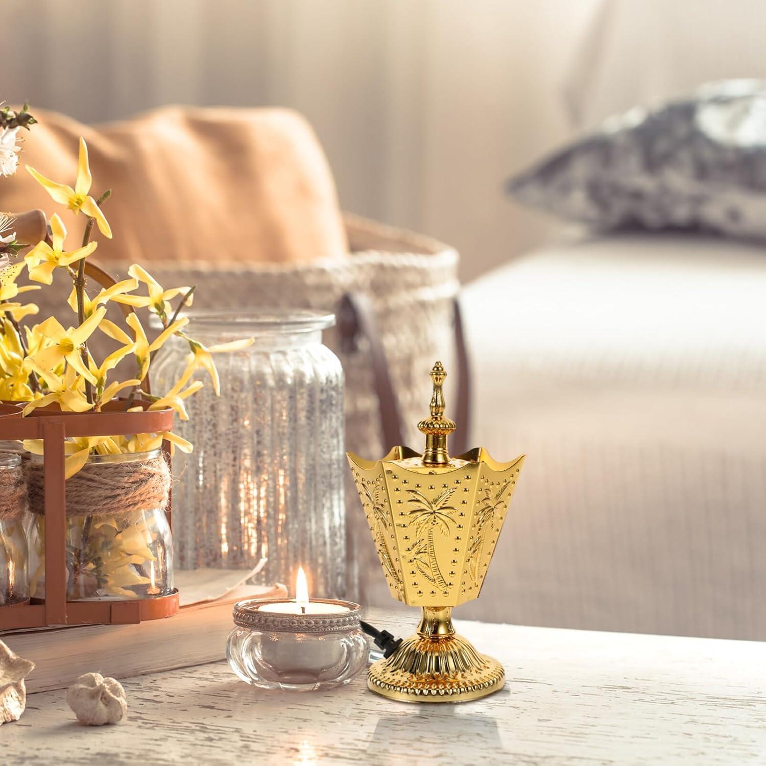 Quemador de Incienso Eléctrico ABOOFAN Dorado 16.9 cm