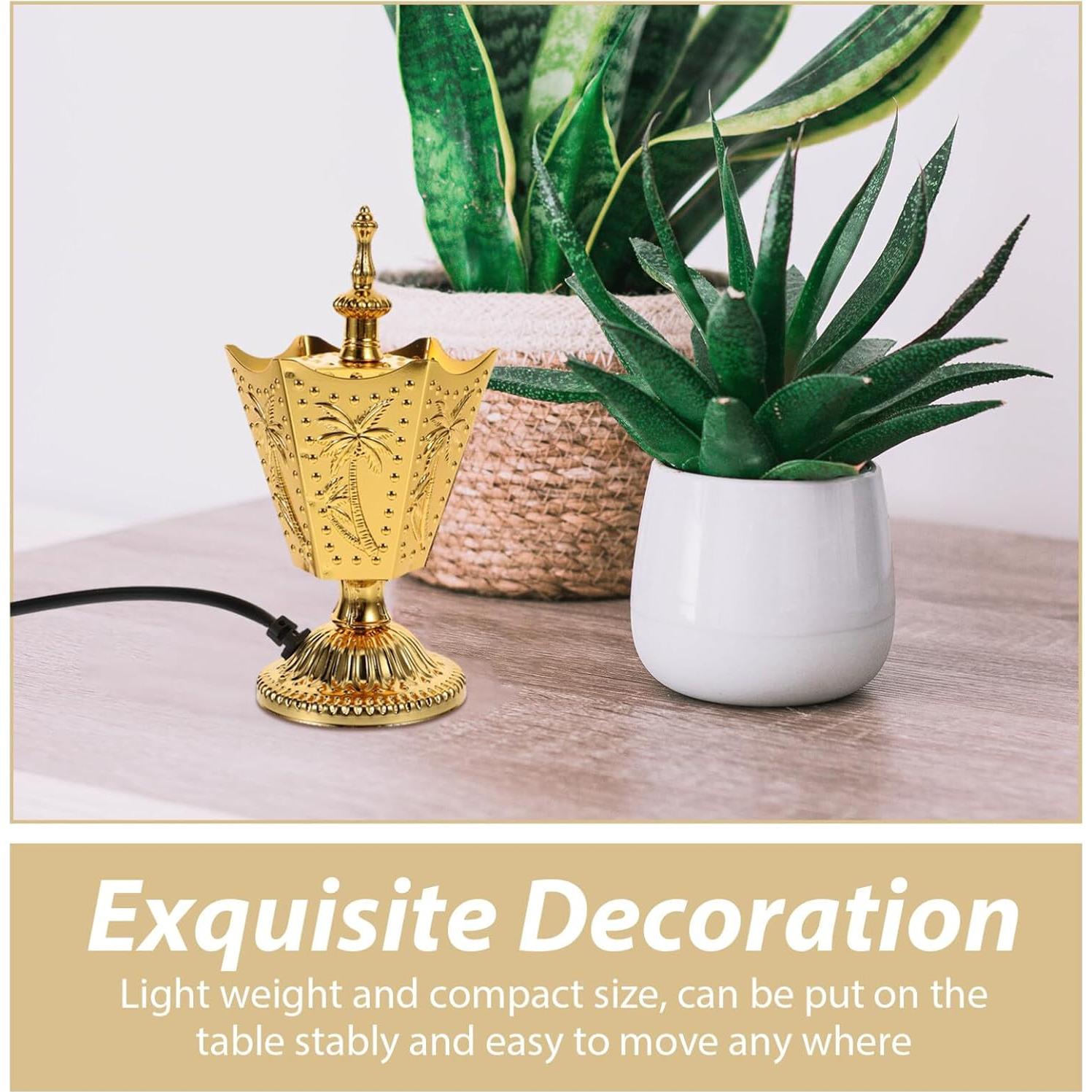 Quemador de Incienso Eléctrico ABOOFAN Dorado 16.9 cm