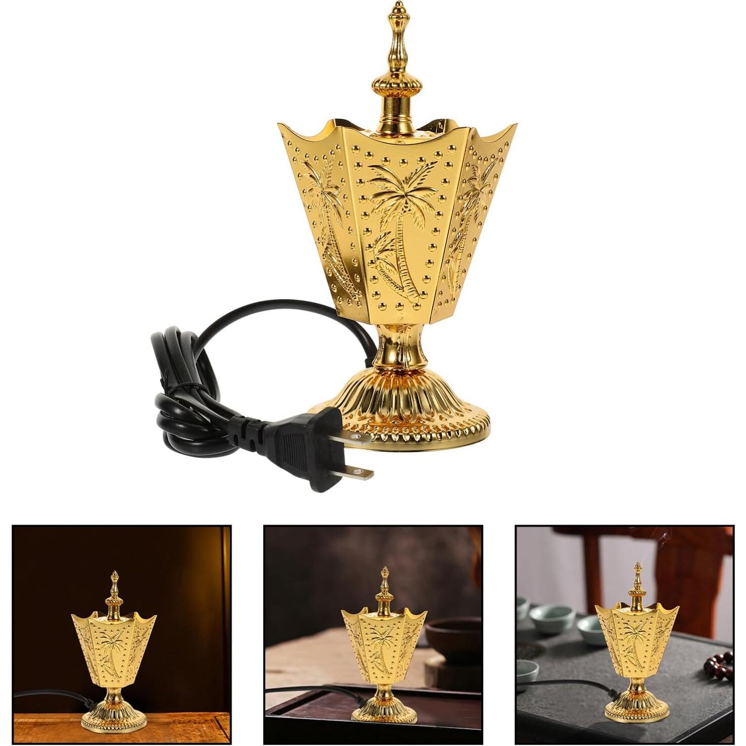 Quemador de Incienso Eléctrico ABOOFAN Dorado 16.9 cm