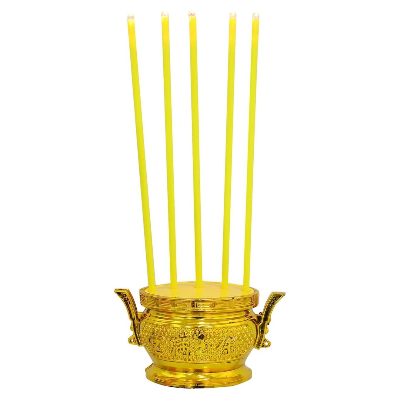 Quemador de Incienso Electrónico LED PRETYZOOM Dorado 25.5x12x8cm