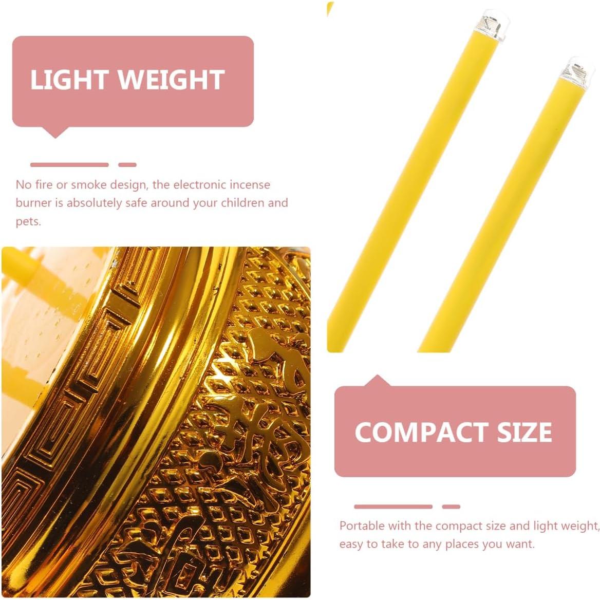 Quemador de Incienso Electrónico LED PRETYZOOM Dorado 25.5x12x8cm