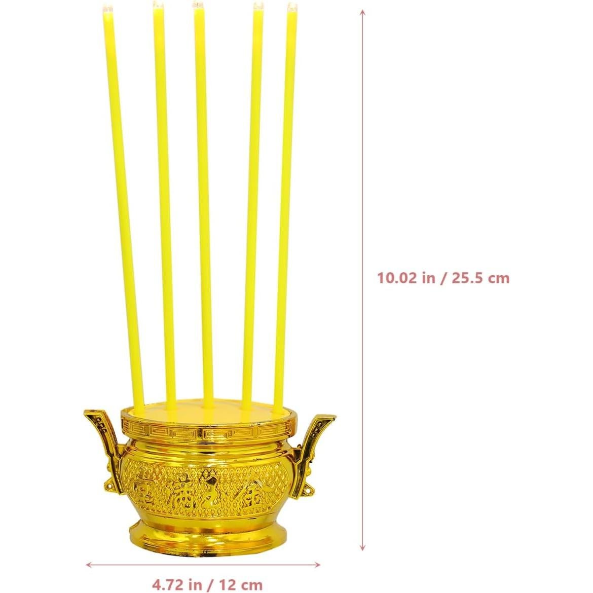 Quemador de Incienso Electrónico LED PRETYZOOM Dorado 25.5x12x8cm