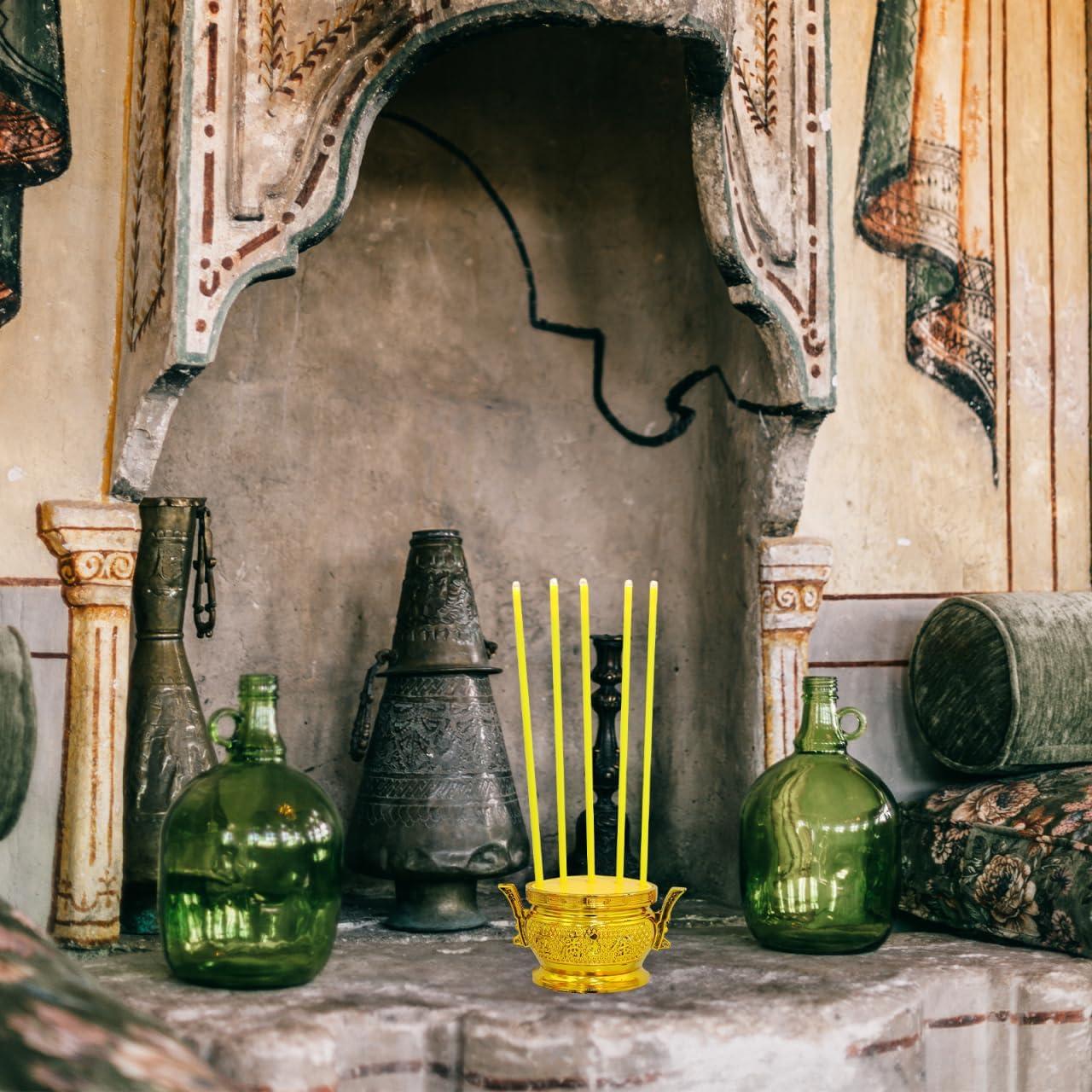 Quemador de Incienso Electrónico LED PRETYZOOM Dorado 25.5x12x8cm