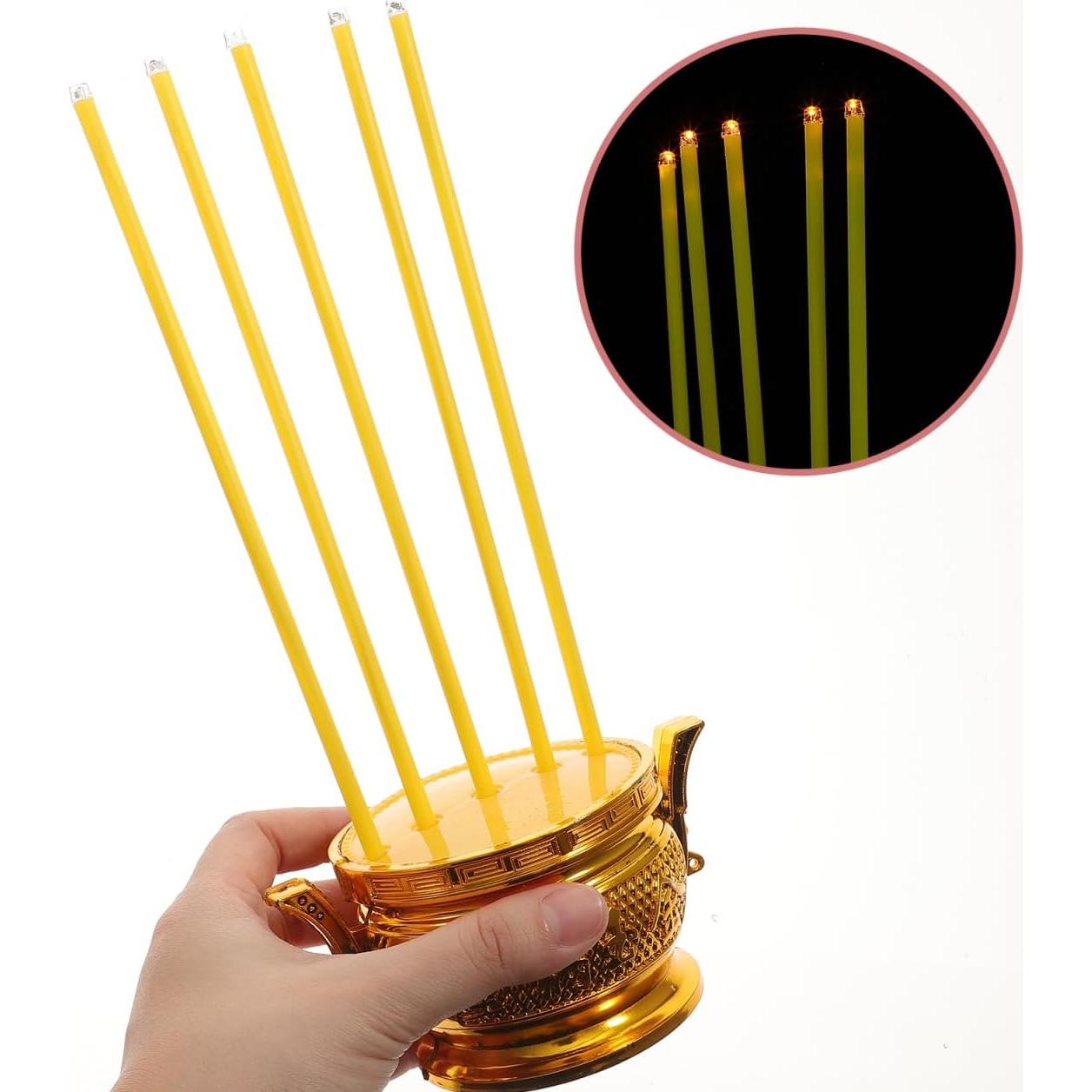 Quemador de Incienso Electrónico LED PRETYZOOM Dorado 25.5x12x8cm