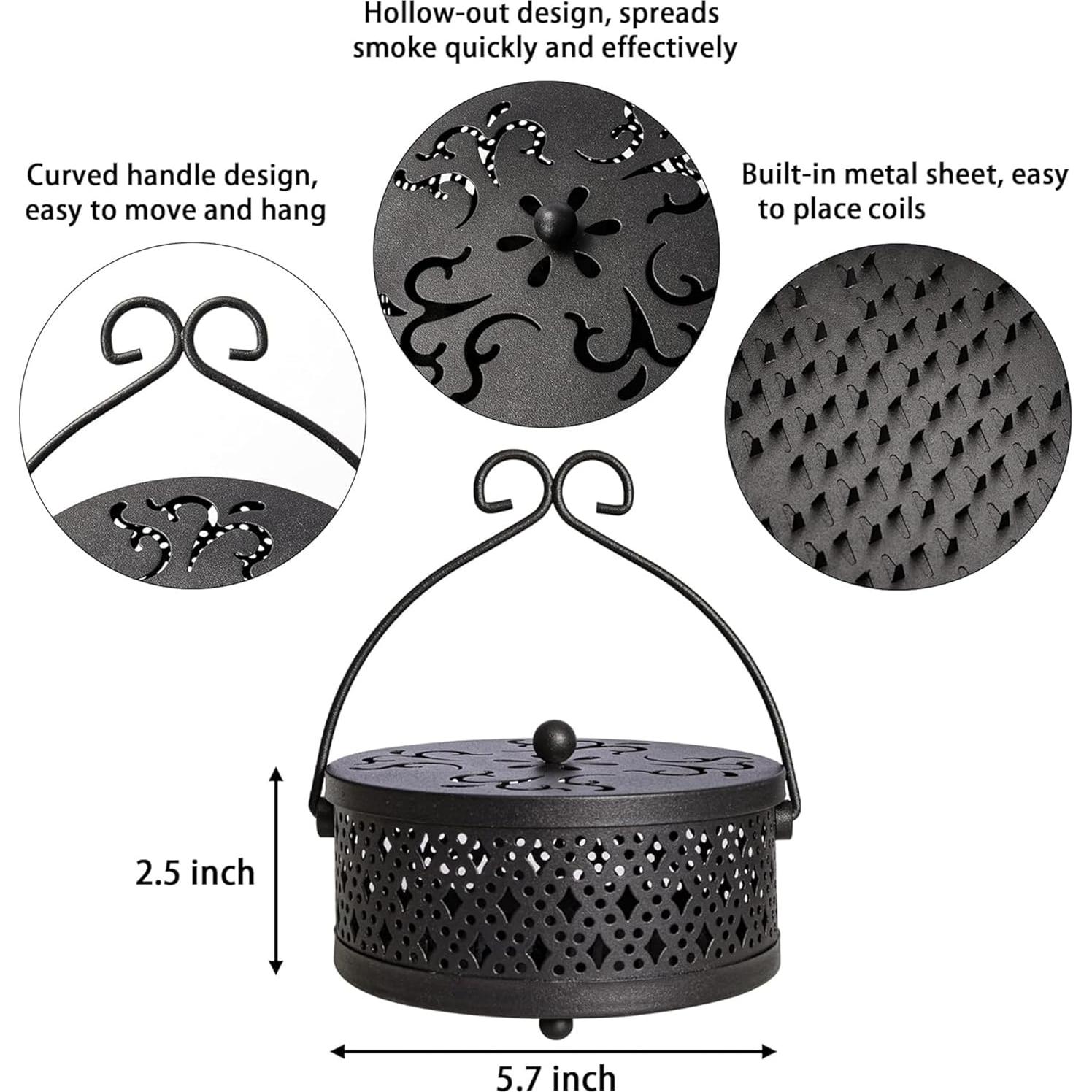 Soporte para Espirales de Mosquitos MyLifeUNIT 2 Piezas Negro