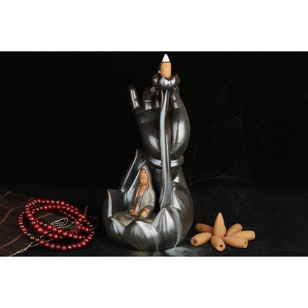 Horno de Incienso de Retroceso Stimmt Loto Buda Cerámica 10 Conos