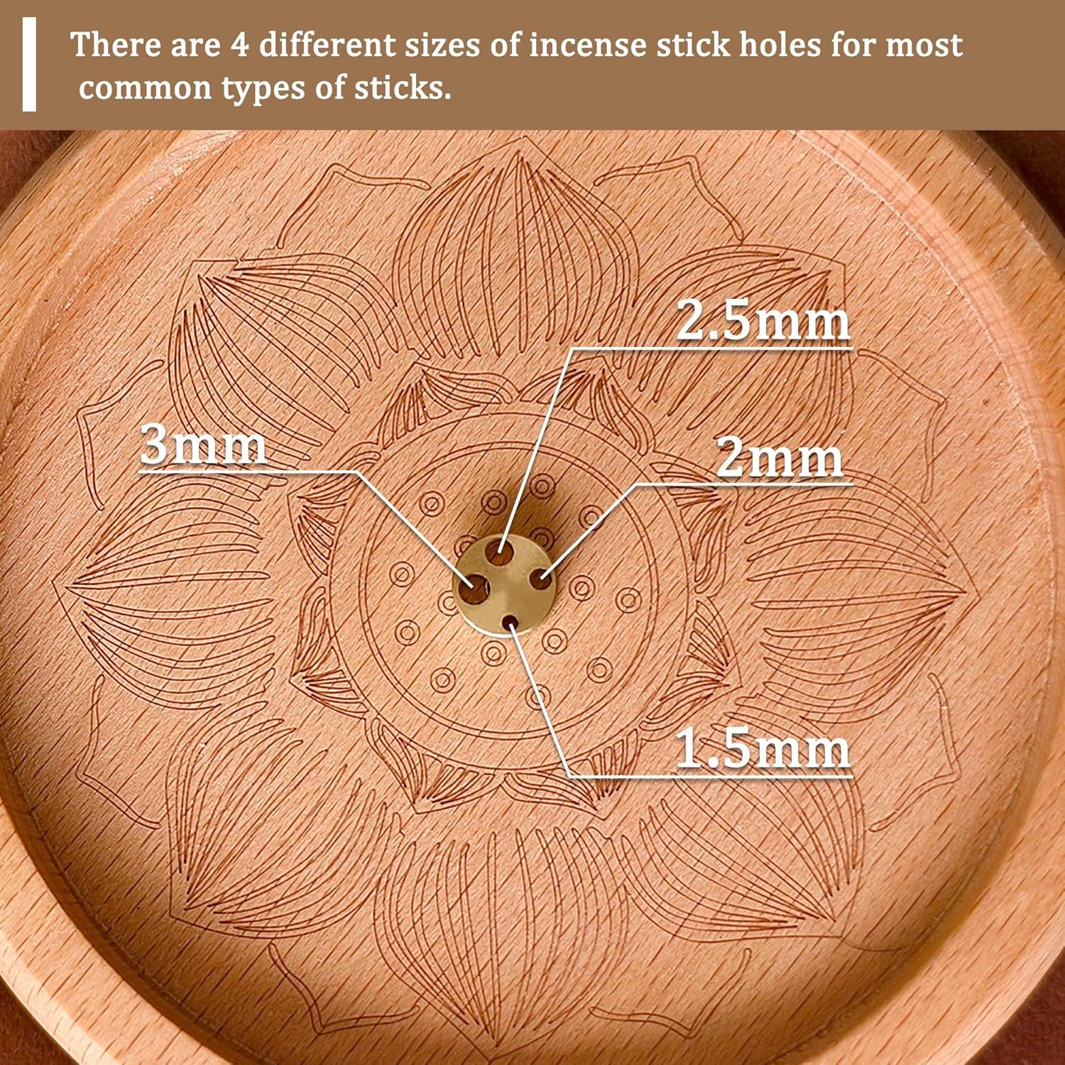 Quemador de Incienso Redondo Madera de Haya con Flor de Loto
