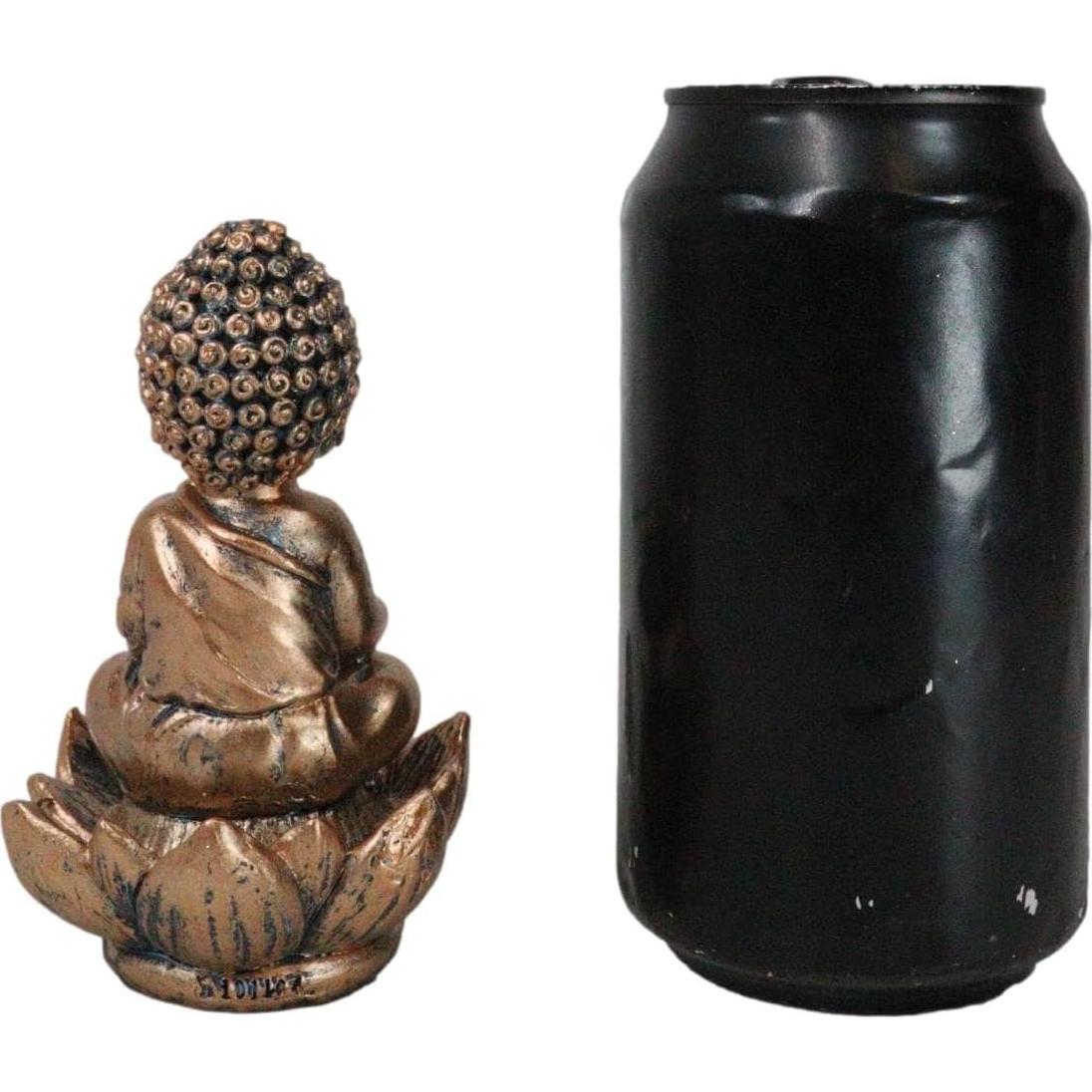 Estatua Buda Jizo Bebé con Flor de Loto y Quemador Incienso 10.8 cm