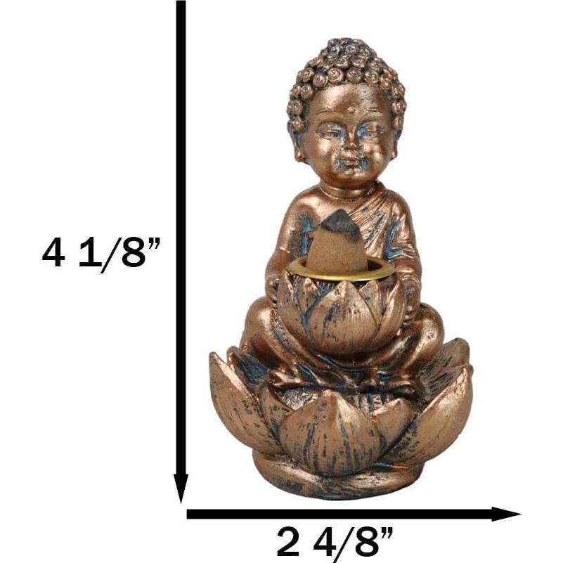 Estatua Buda Jizo Bebé con Flor de Loto y Quemador Incienso 10.8 cm