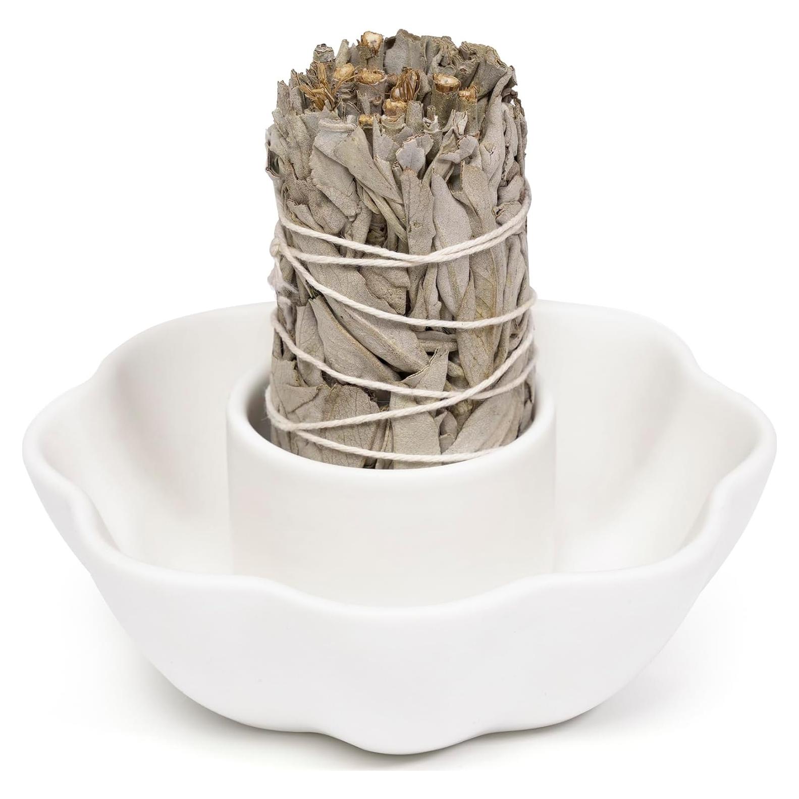 Soporte de Salvia YIASSON en Cerámica Blanca - Quemador Floral