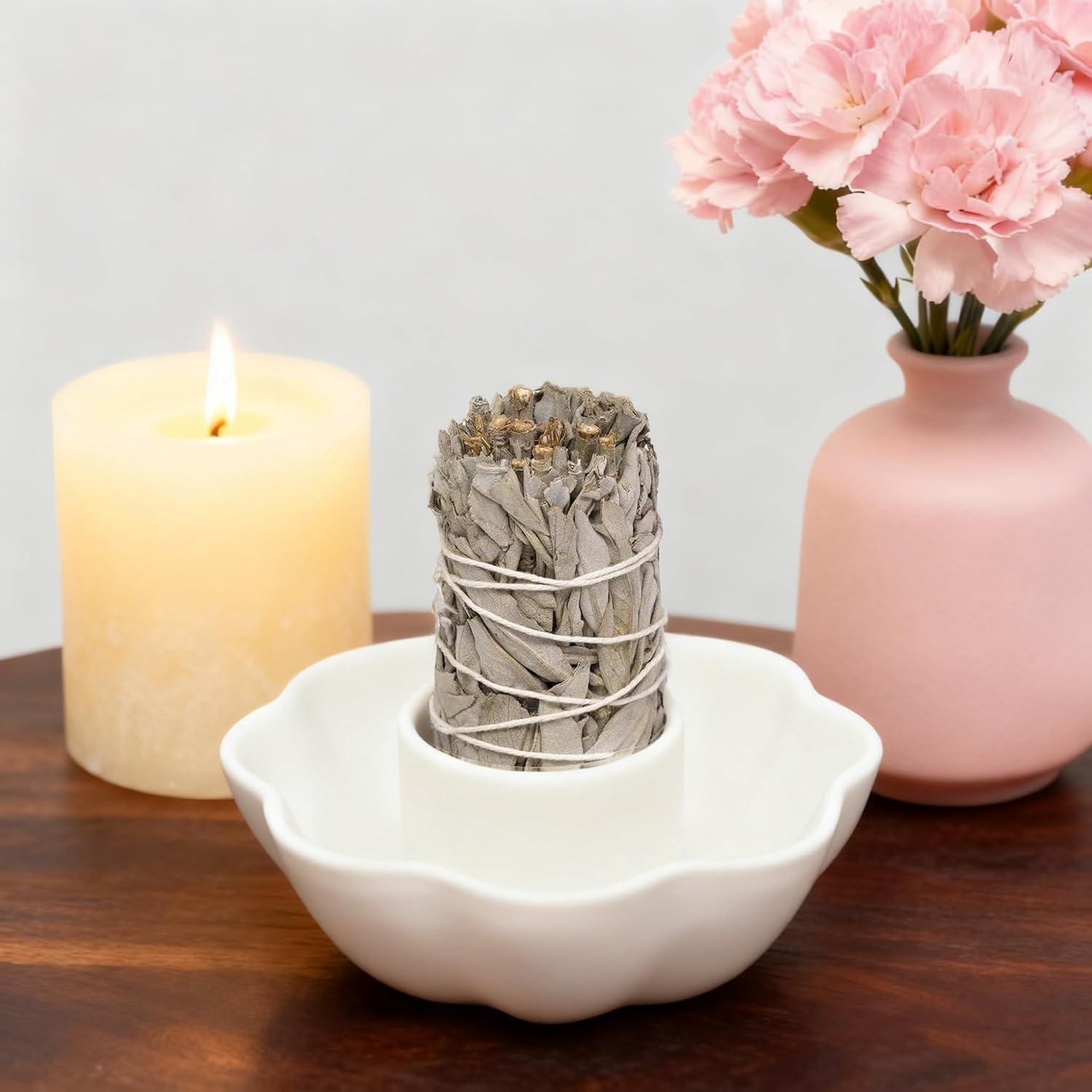 Soporte de Salvia YIASSON en Cerámica Blanca - Quemador Floral