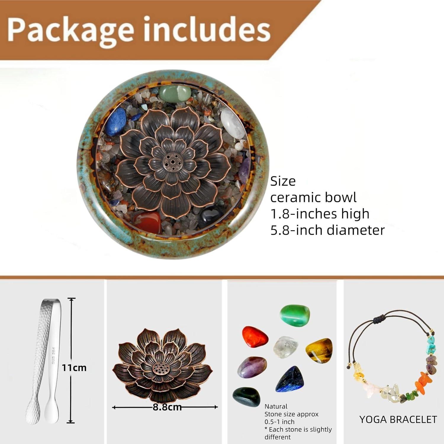 Quemador de Incienso Cerámica Azul MYMYYT con Soporte Loto