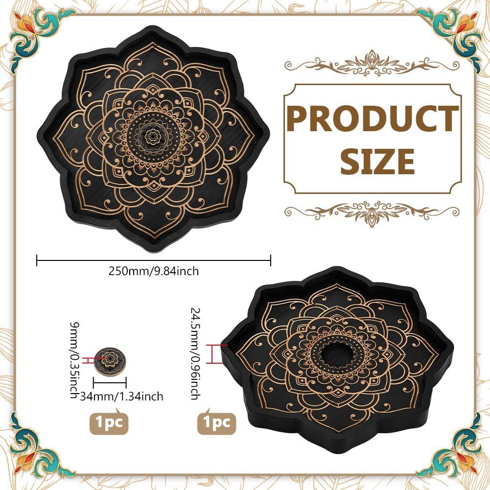 Set Soporte de Incienso de Loto FINGERINSPIRE - Latón y Madera