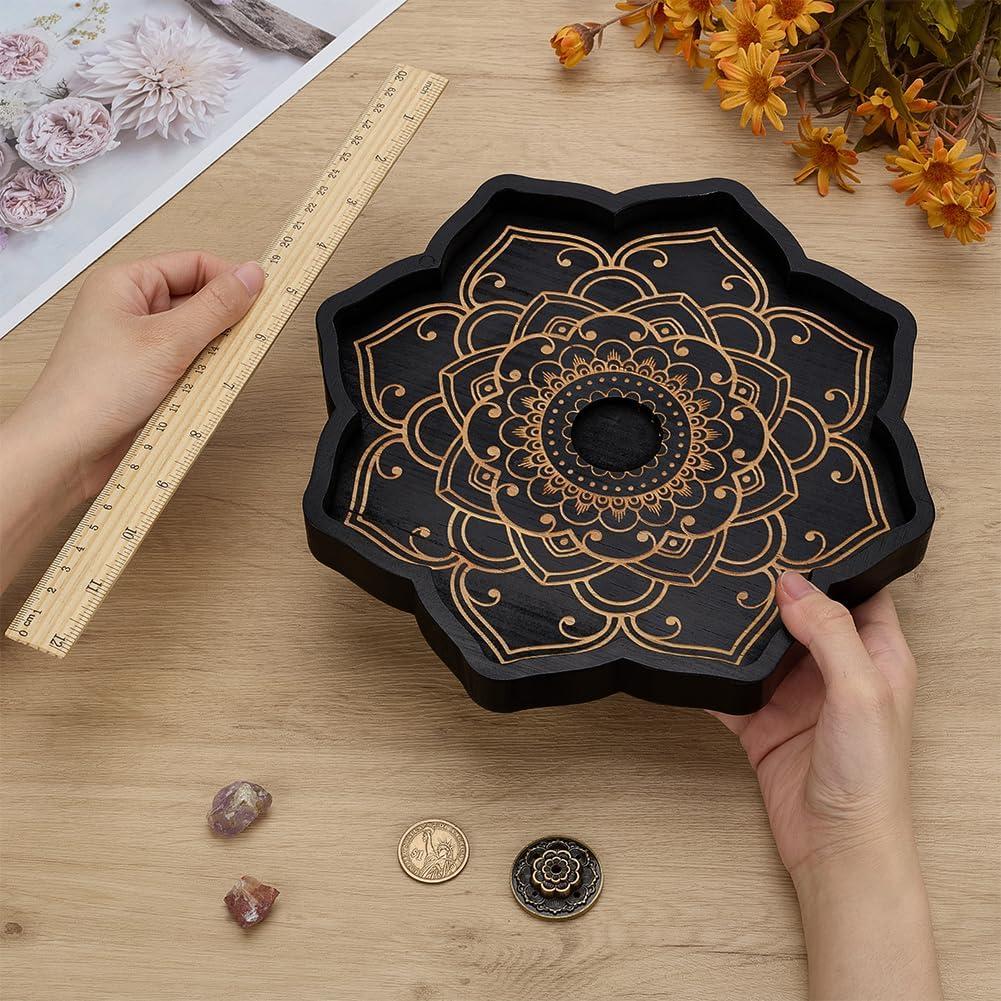 Set Soporte de Incienso de Loto FINGERINSPIRE - Latón y Madera