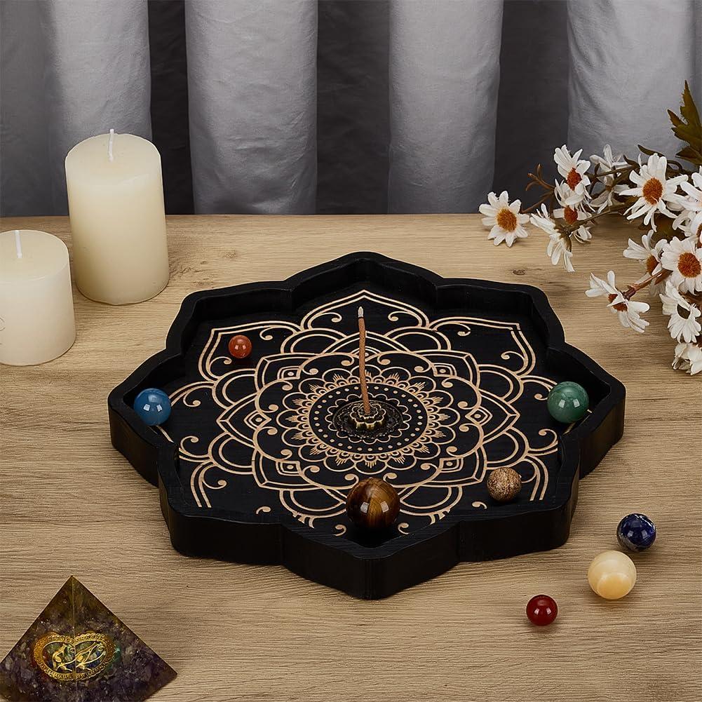 Set Soporte de Incienso de Loto FINGERINSPIRE - Latón y Madera