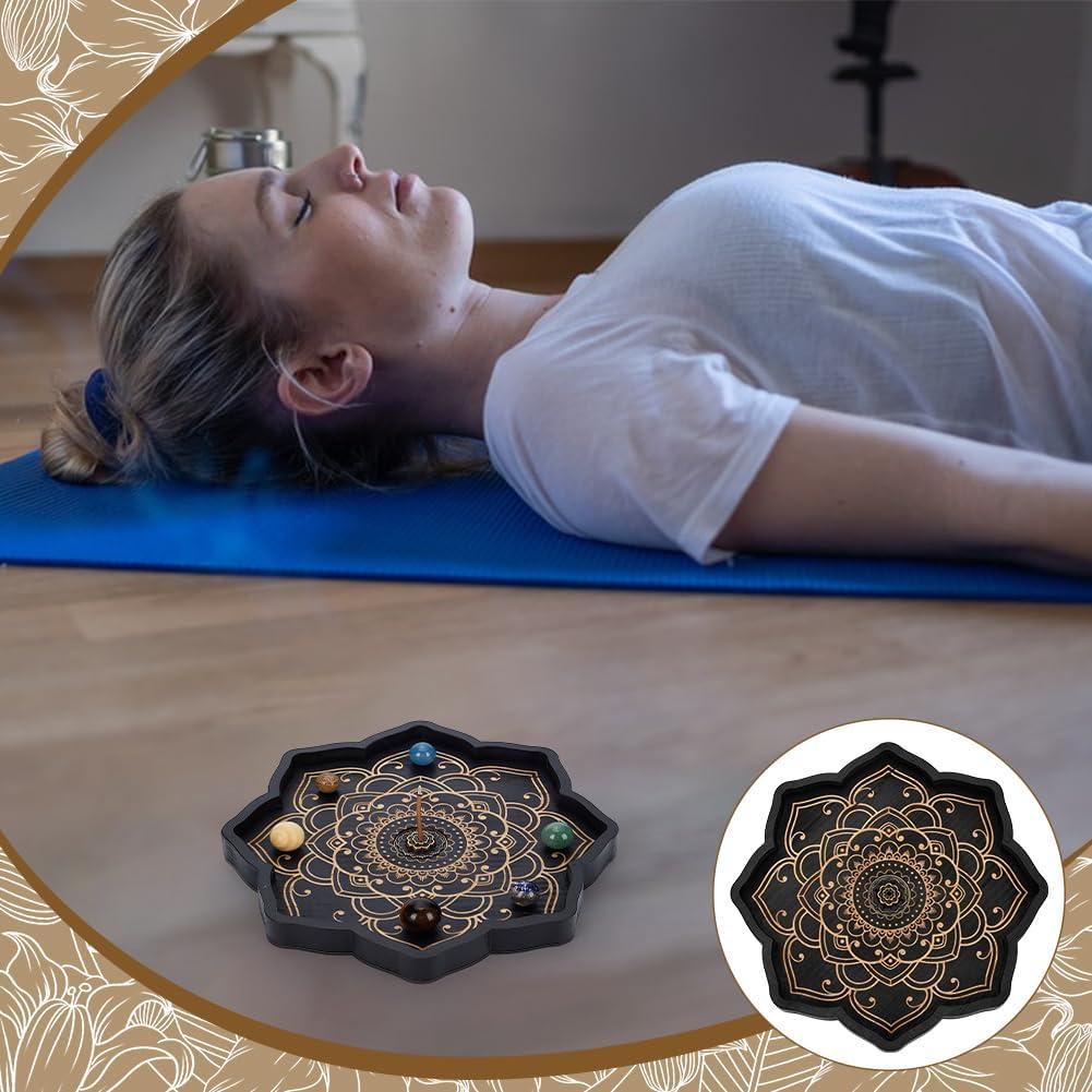 Set Soporte de Incienso de Loto FINGERINSPIRE - Latón y Madera