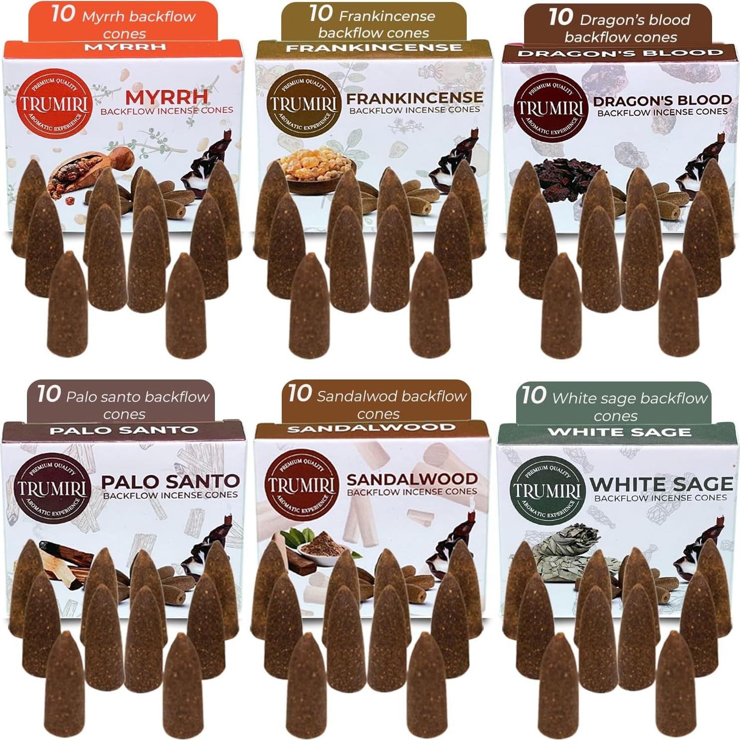 Conos de Incienso de Retroceso TRUMIRI Woody - 60 Piezas