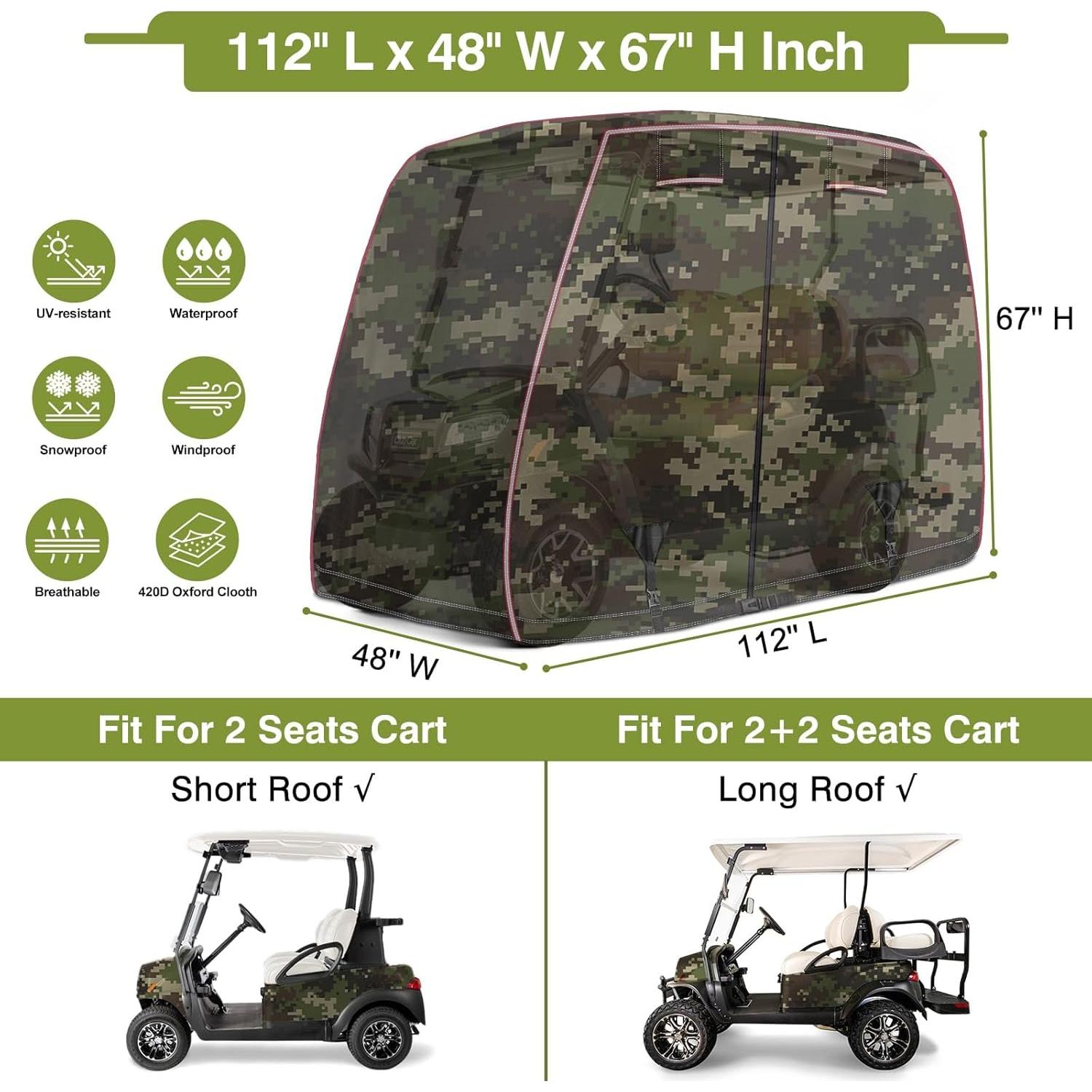 Cubierta de Carro de Golf iLSKW para 4 Pasajeros Impermeable