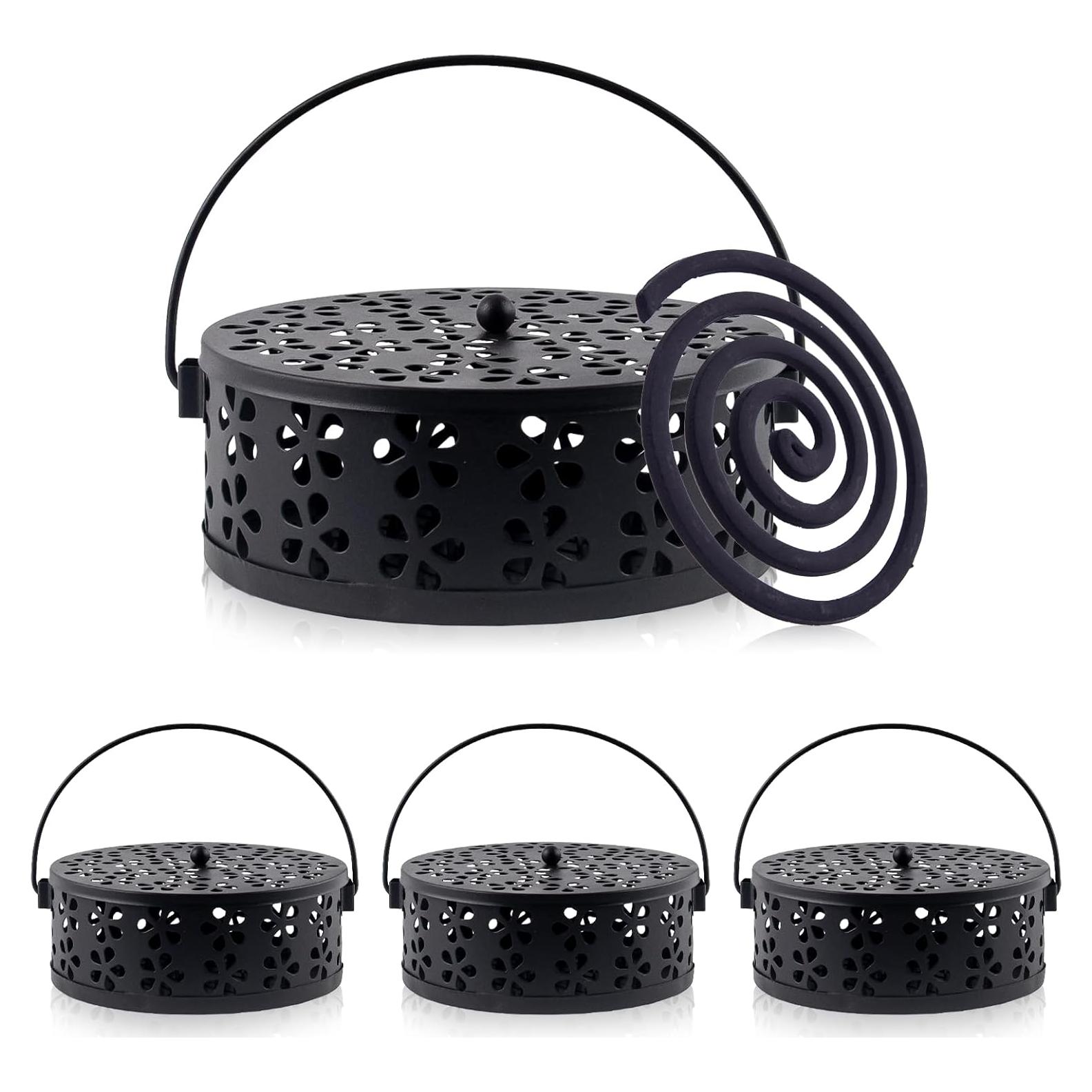 Soporte para Espirales de Mosquitos QUYLIXX 4 Pcs Metal Negro