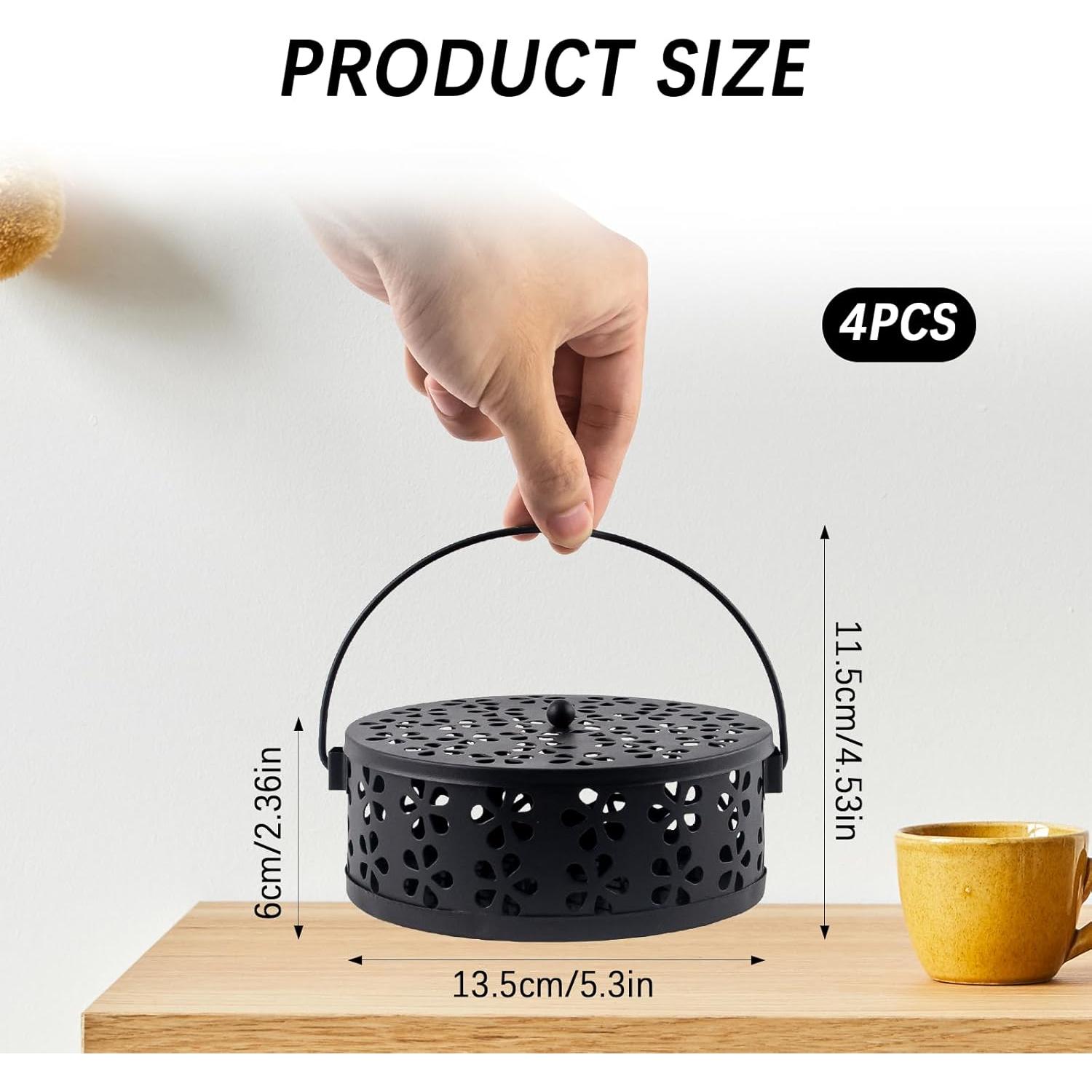 Soporte para Espirales de Mosquitos QUYLIXX 4 Pcs Metal Negro