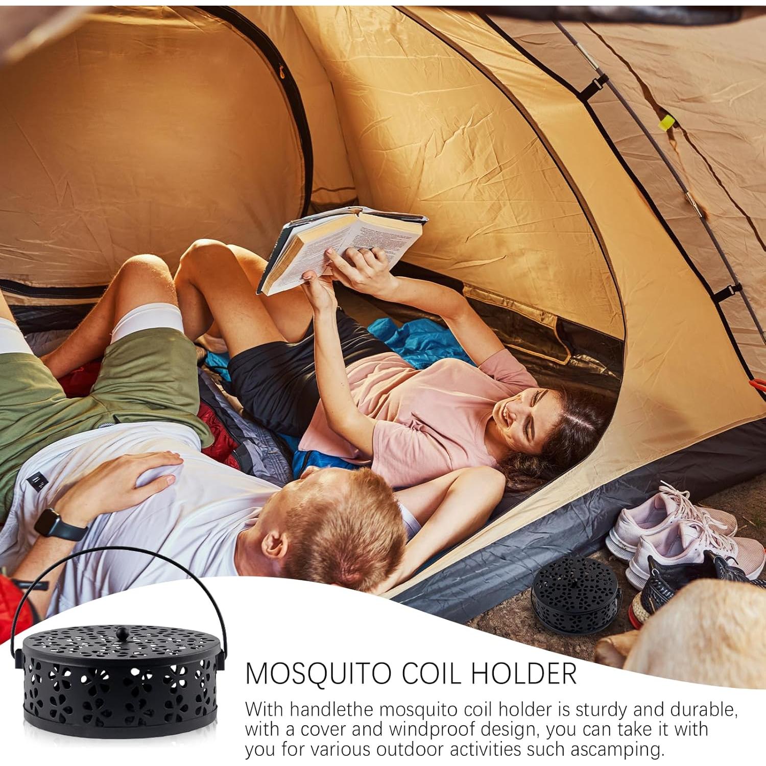 Soporte para Espirales de Mosquitos QUYLIXX 4 Pcs Metal Negro