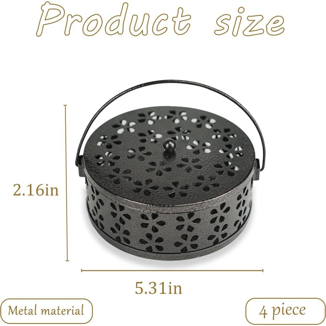 Soporte de Bobina de Incienso Retro Qicfrk - 4 Piezas 13.5 cm