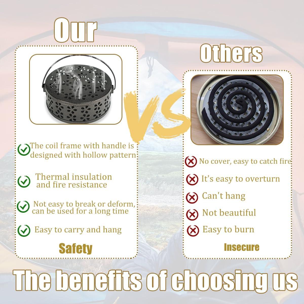 Soporte de Bobina de Incienso Retro Qicfrk - 4 Piezas 13.5 cm