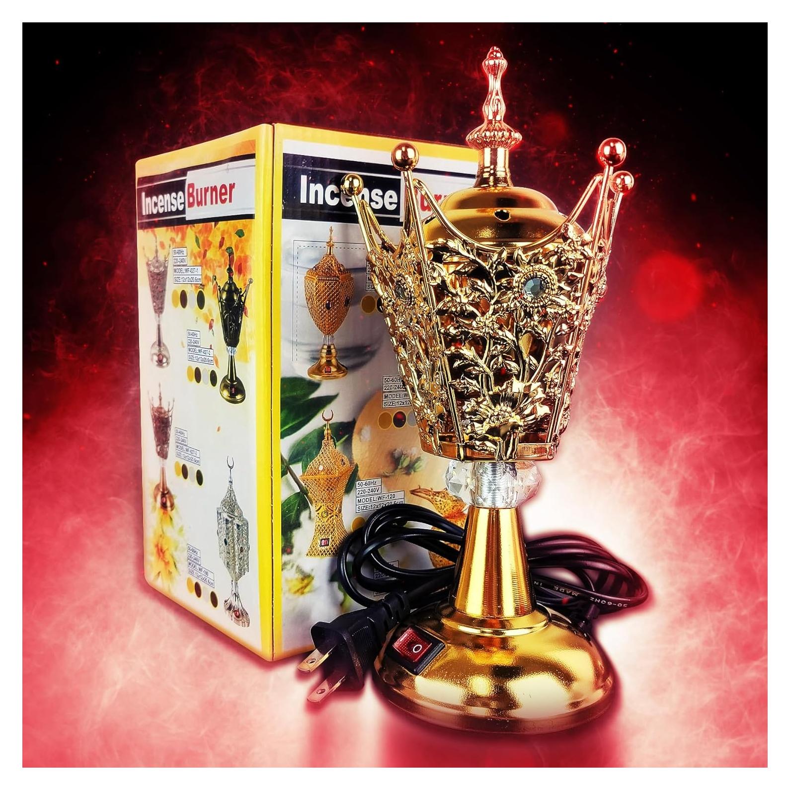 Quemador de Incienso Eléctrico Yasmeen Dorado 20.6x11.9 cm