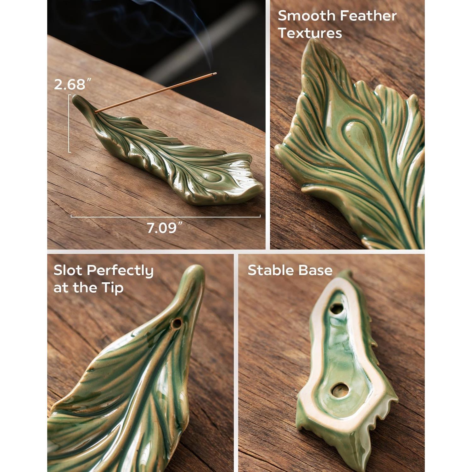 Soporte de Incienso TEAVOR Pluma de Fénix Cerámica 18x7 cm