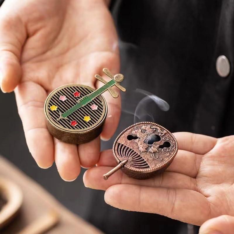 4 Piezas Quemador de Incienso Antiguo NOIAFZY Mini Bronce