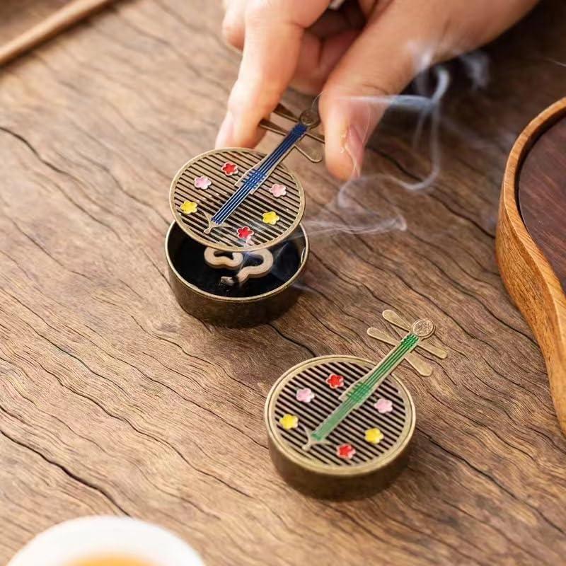 4 Piezas Quemador de Incienso Antiguo NOIAFZY Mini Bronce