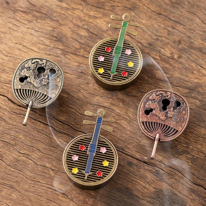 4 Piezas Quemador de Incienso Antiguo NOIAFZY Mini Bronce