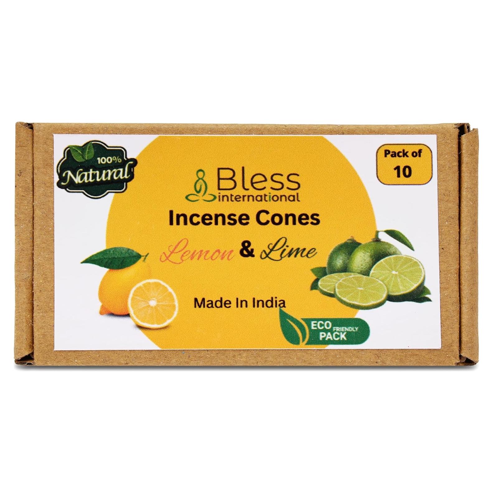 Conos de Incienso Natural Limón y Lima Bless International - 10 Unidades