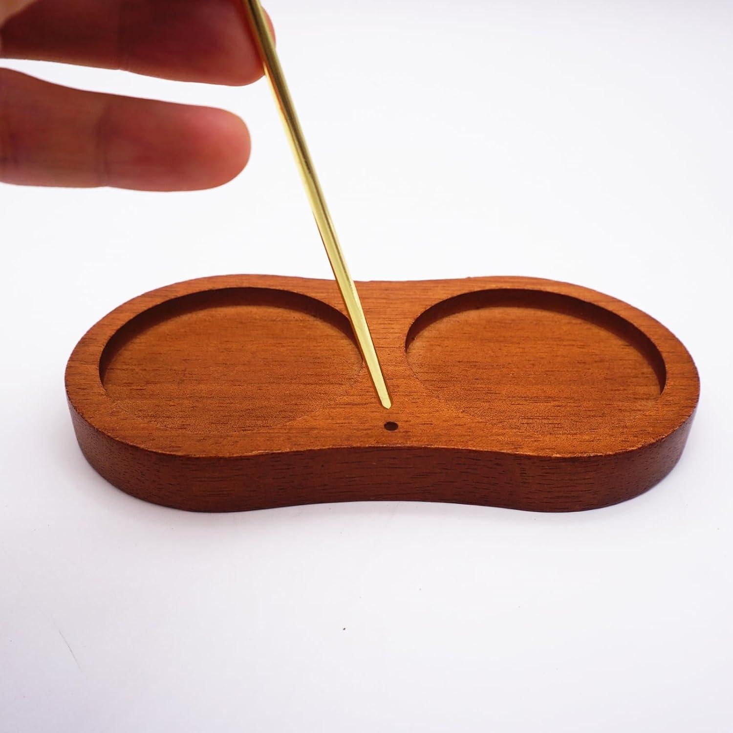 Soporte de Incienso de Madera YIENENG con Recolector de Vidrio