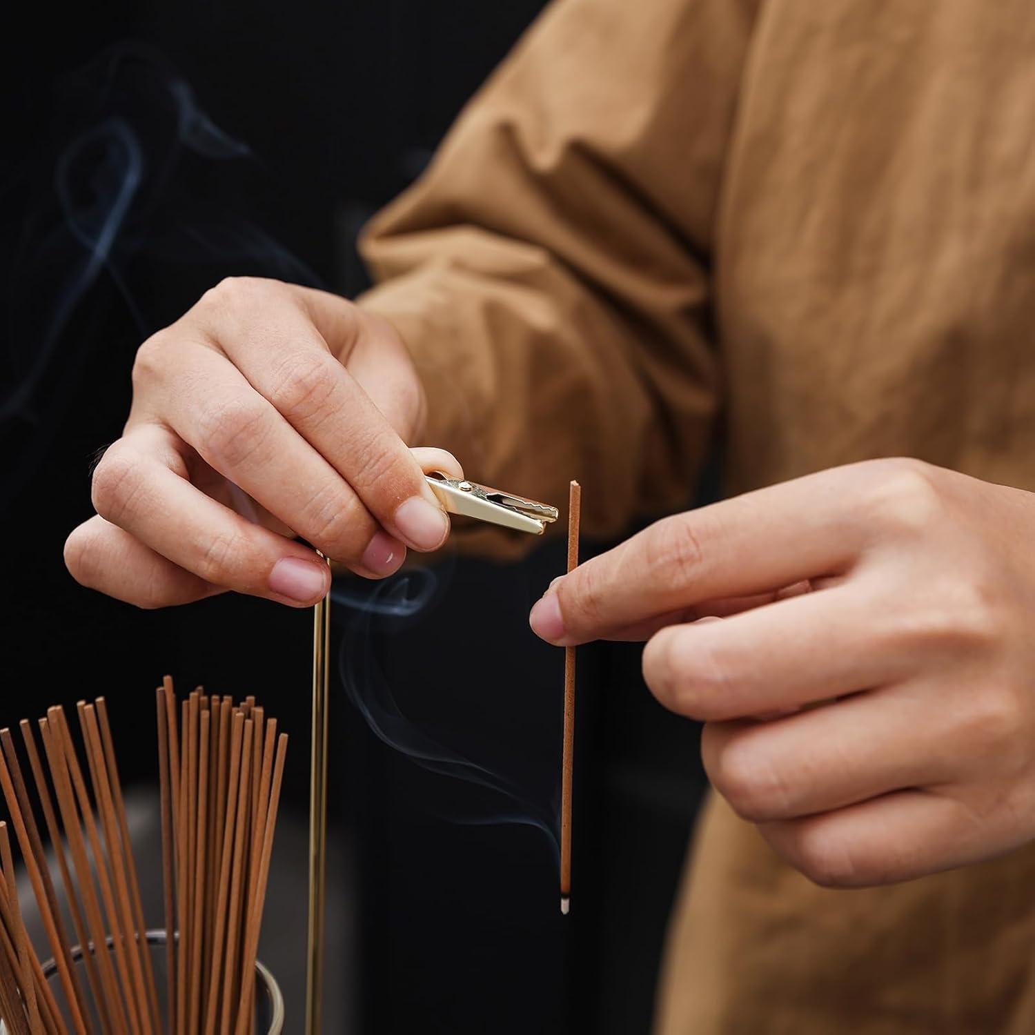 Soporte de Incienso de Madera YIENENG con Recolector de Vidrio