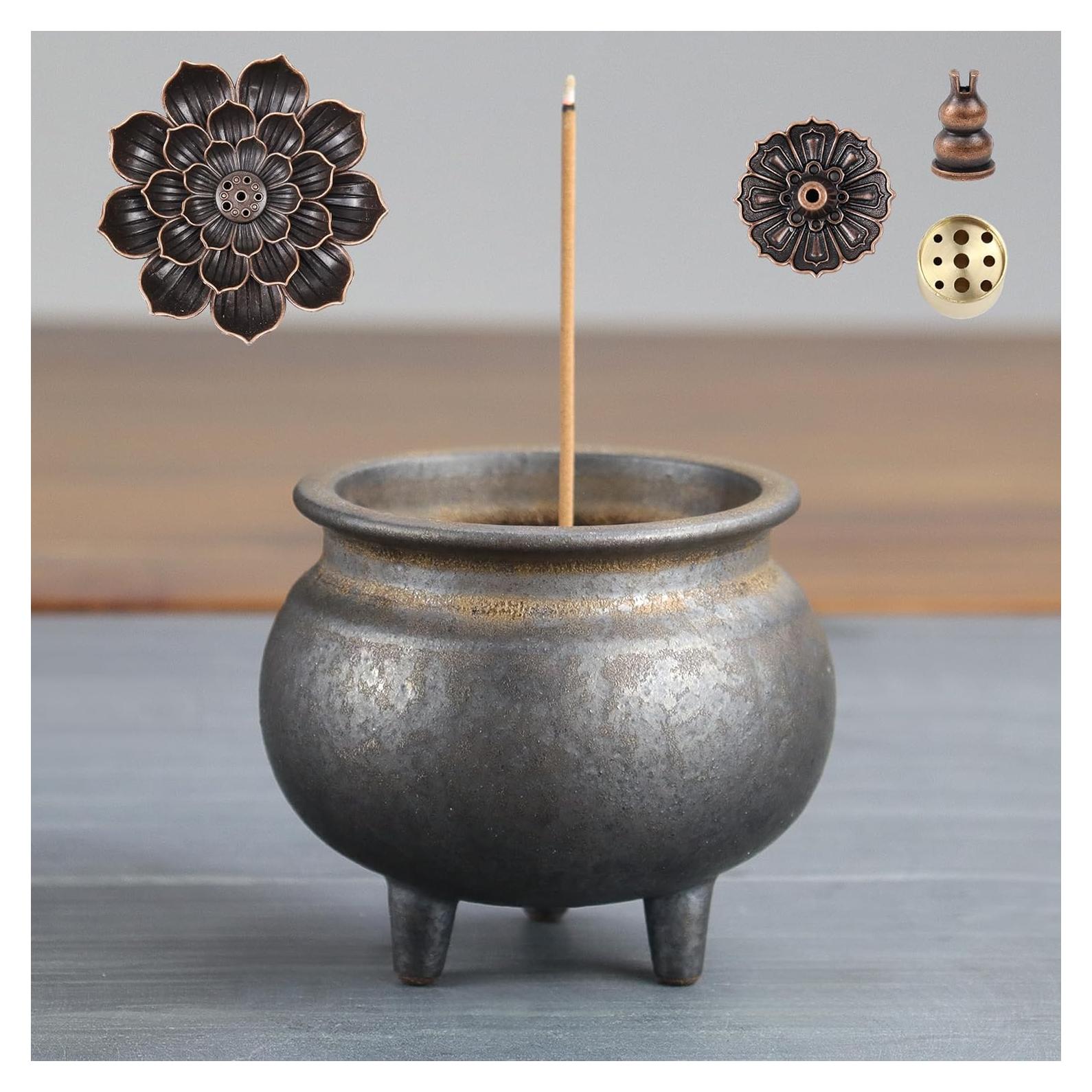 Soporte de Incienso Cerámica Dorada Orgazard 13.97x10.16cm