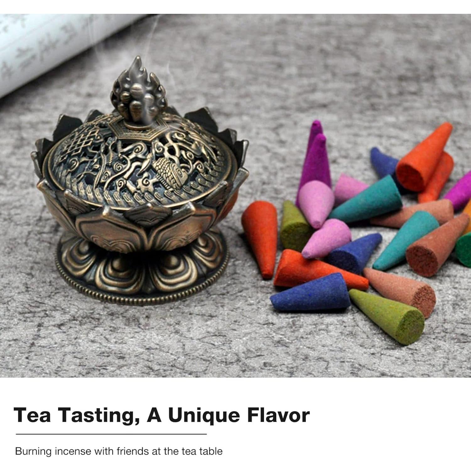 Incensario de Bronce Moncer 7.5cm Antiguo Tallado a Mano