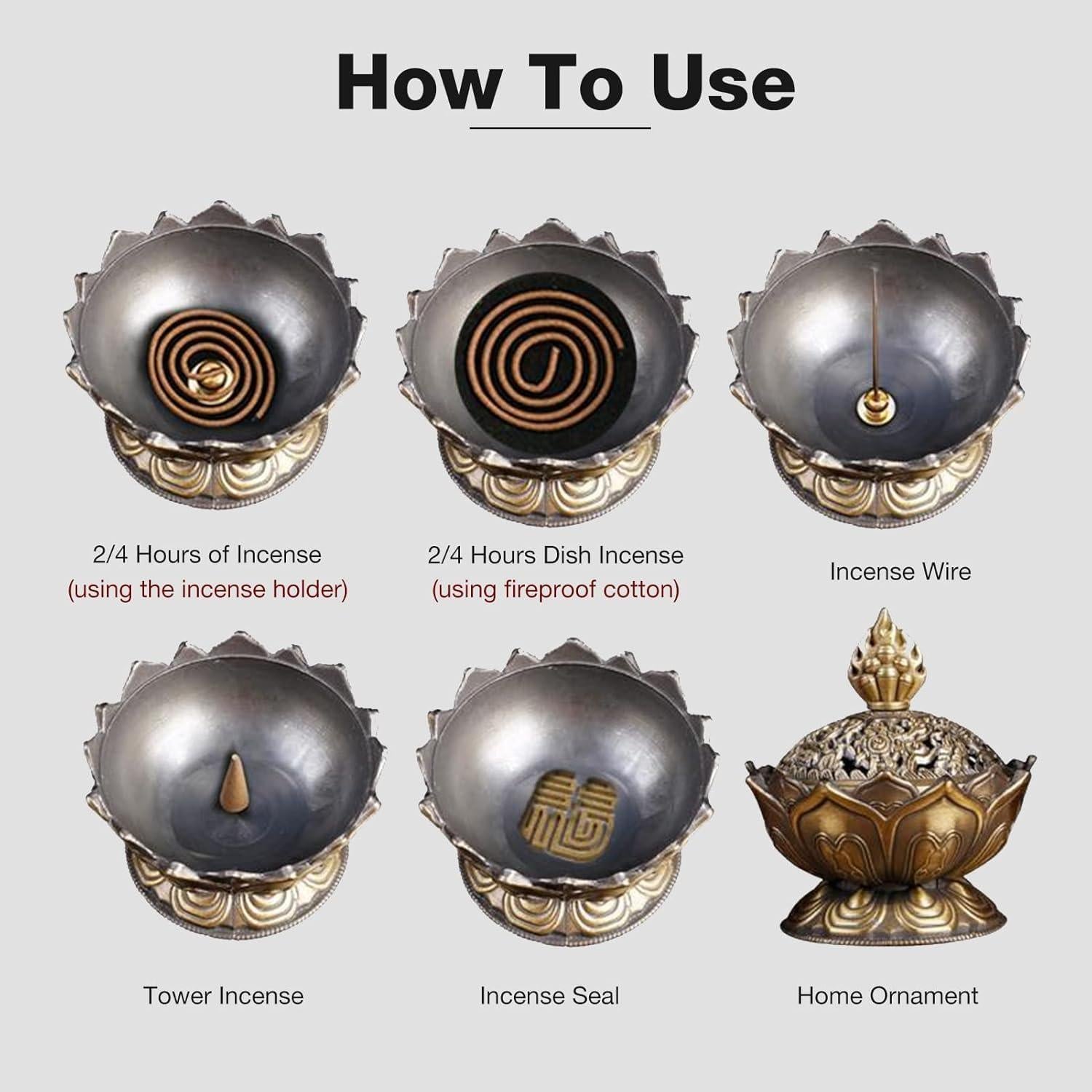 Incensario de Bronce Moncer 7.5cm Antiguo Tallado a Mano