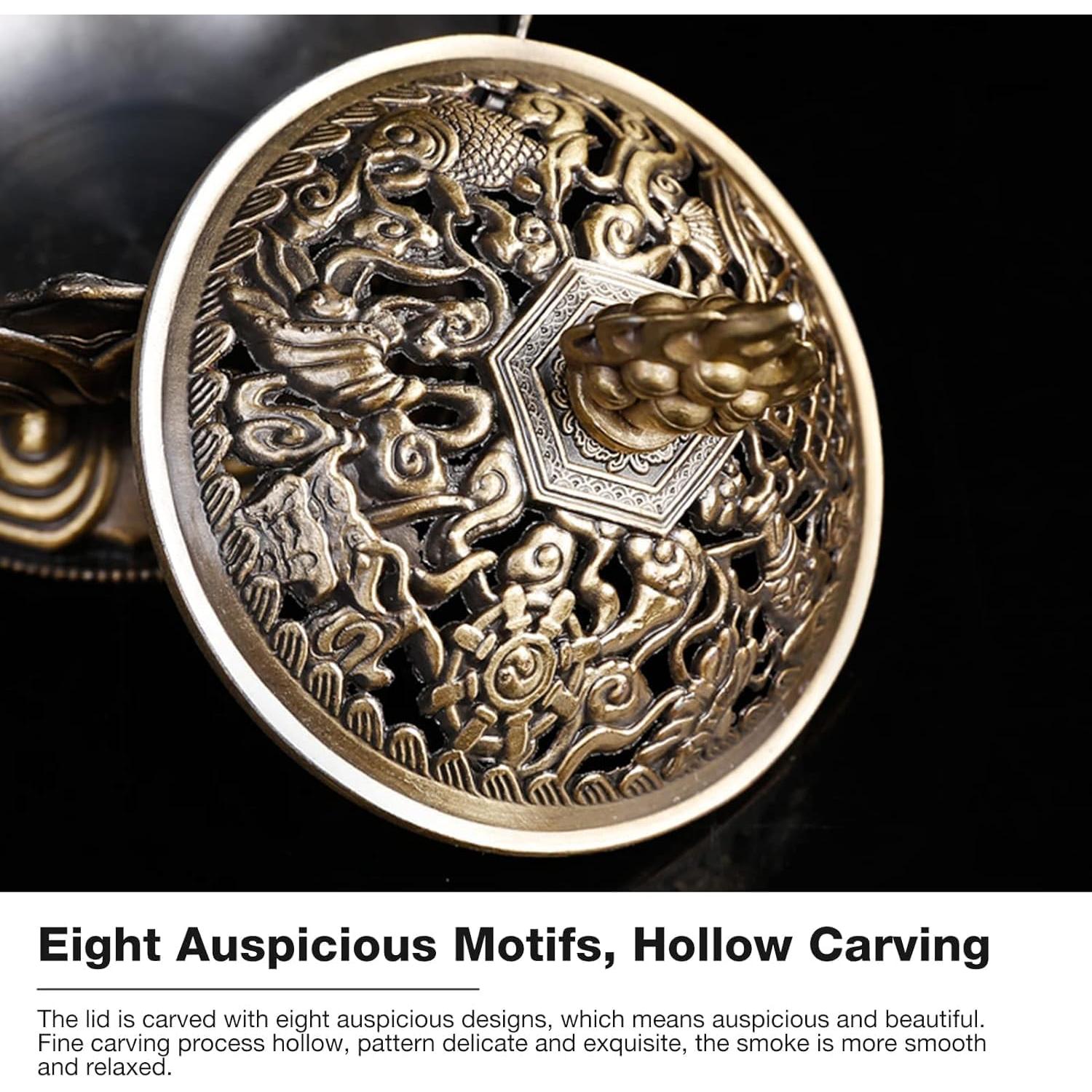 Incensario de Bronce Moncer 7.5cm Antiguo Tallado a Mano