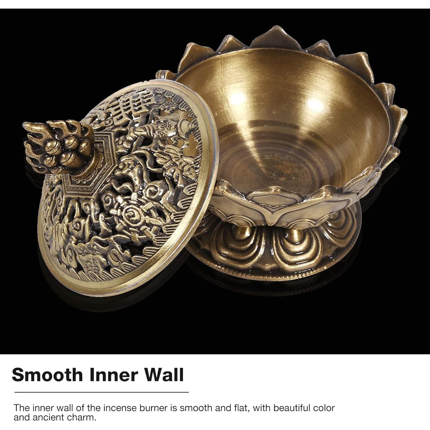 Incensario de Bronce Moncer 7.5cm Antiguo Tallado a Mano