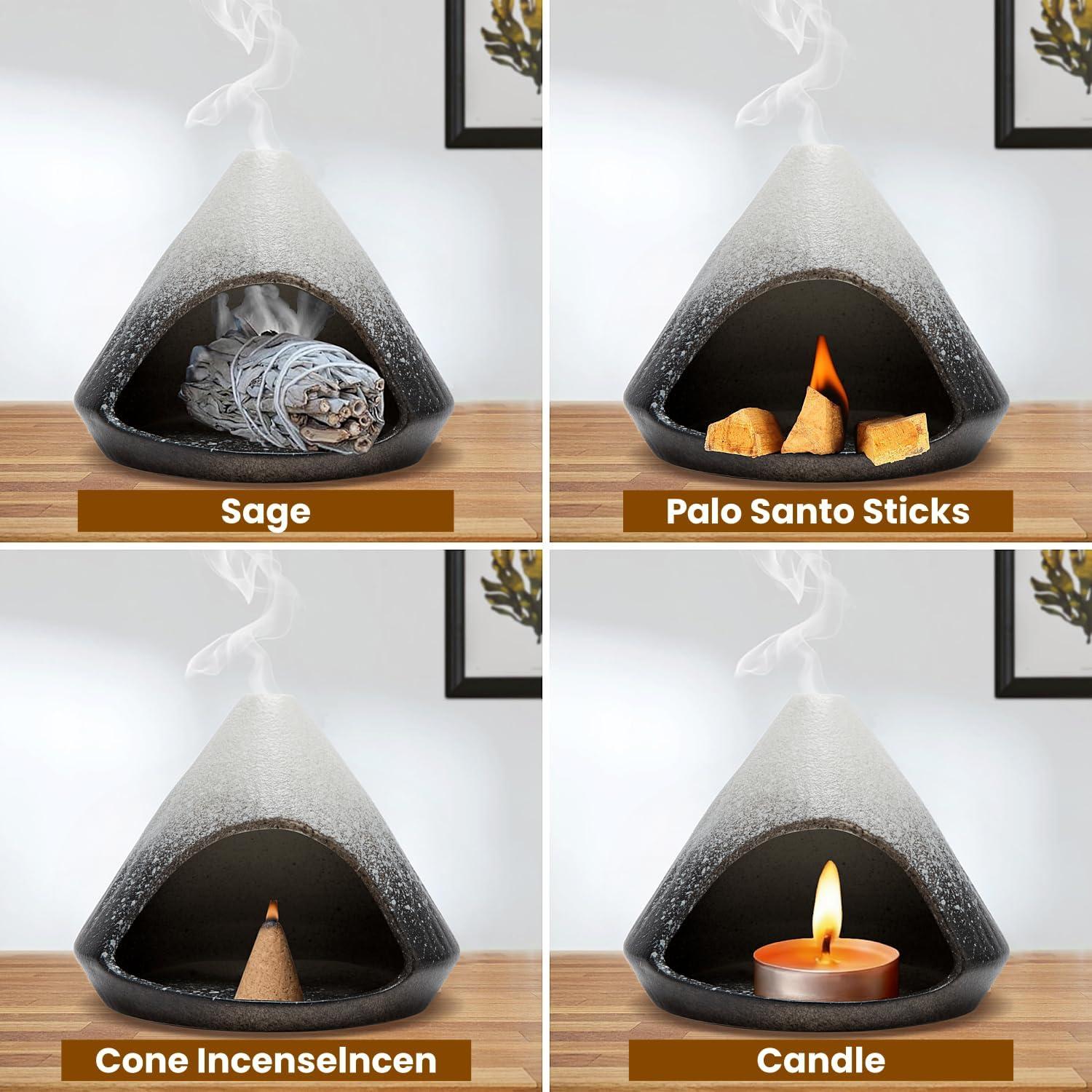 Soporte de Palo Santo Brighomrom - Mini Chimenea Cerámica 436g