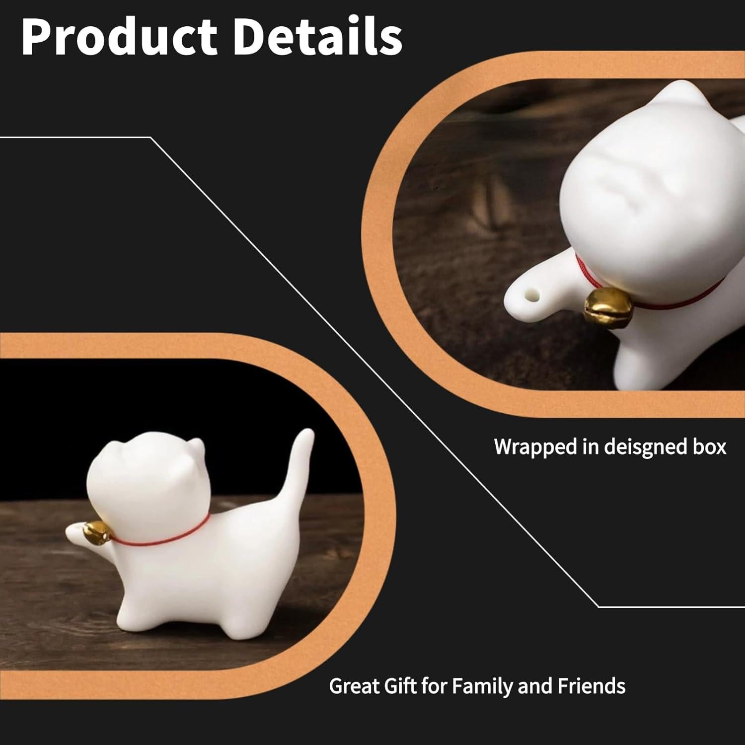 Soporte de Incienso Gato Cerámica Gopu con Alfombrilla y Varitas